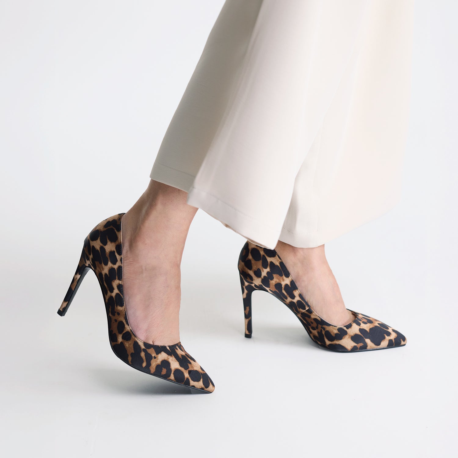 Nemesis 95mm Heel | Leopard Print Satin
