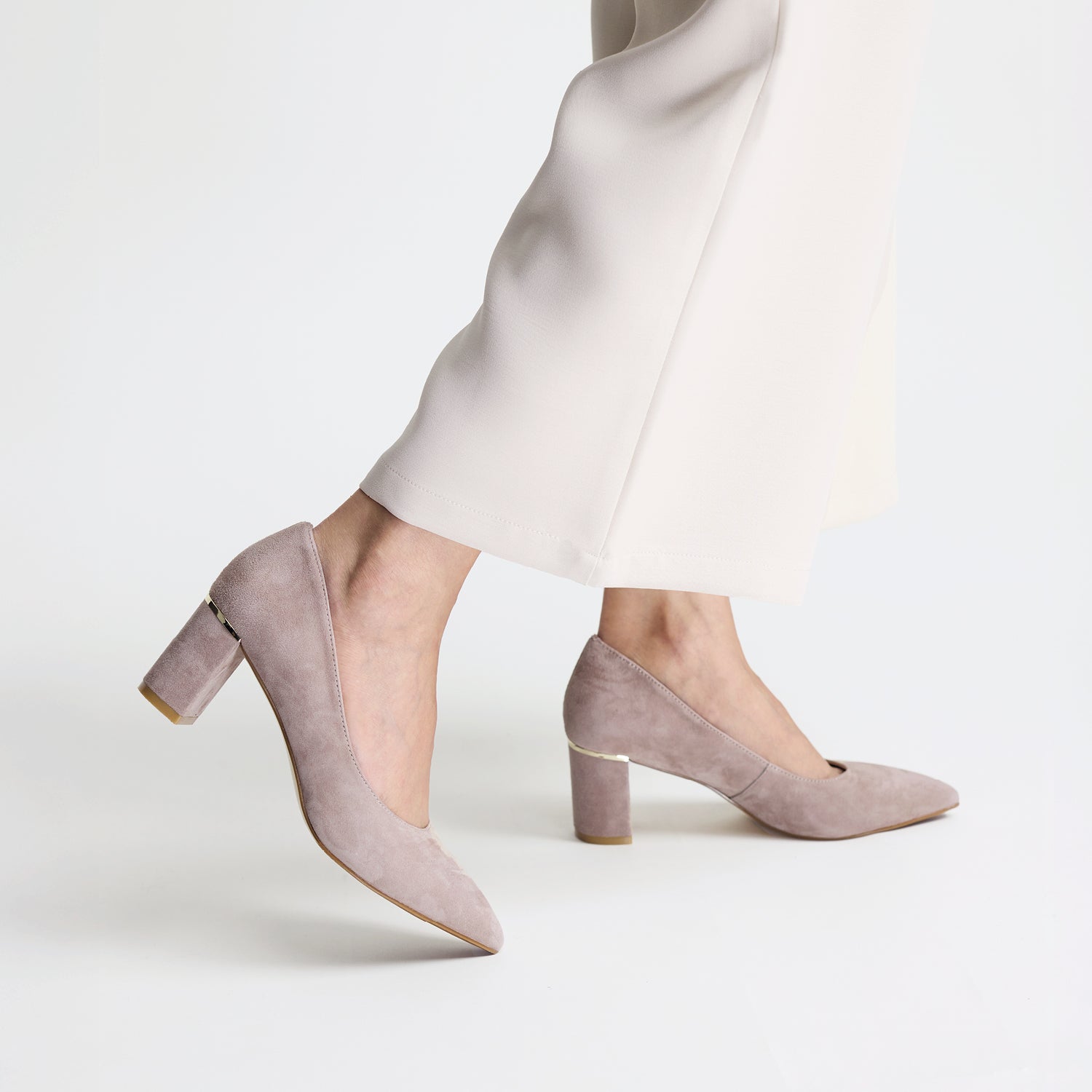 Olive Heel | Taupe Suede