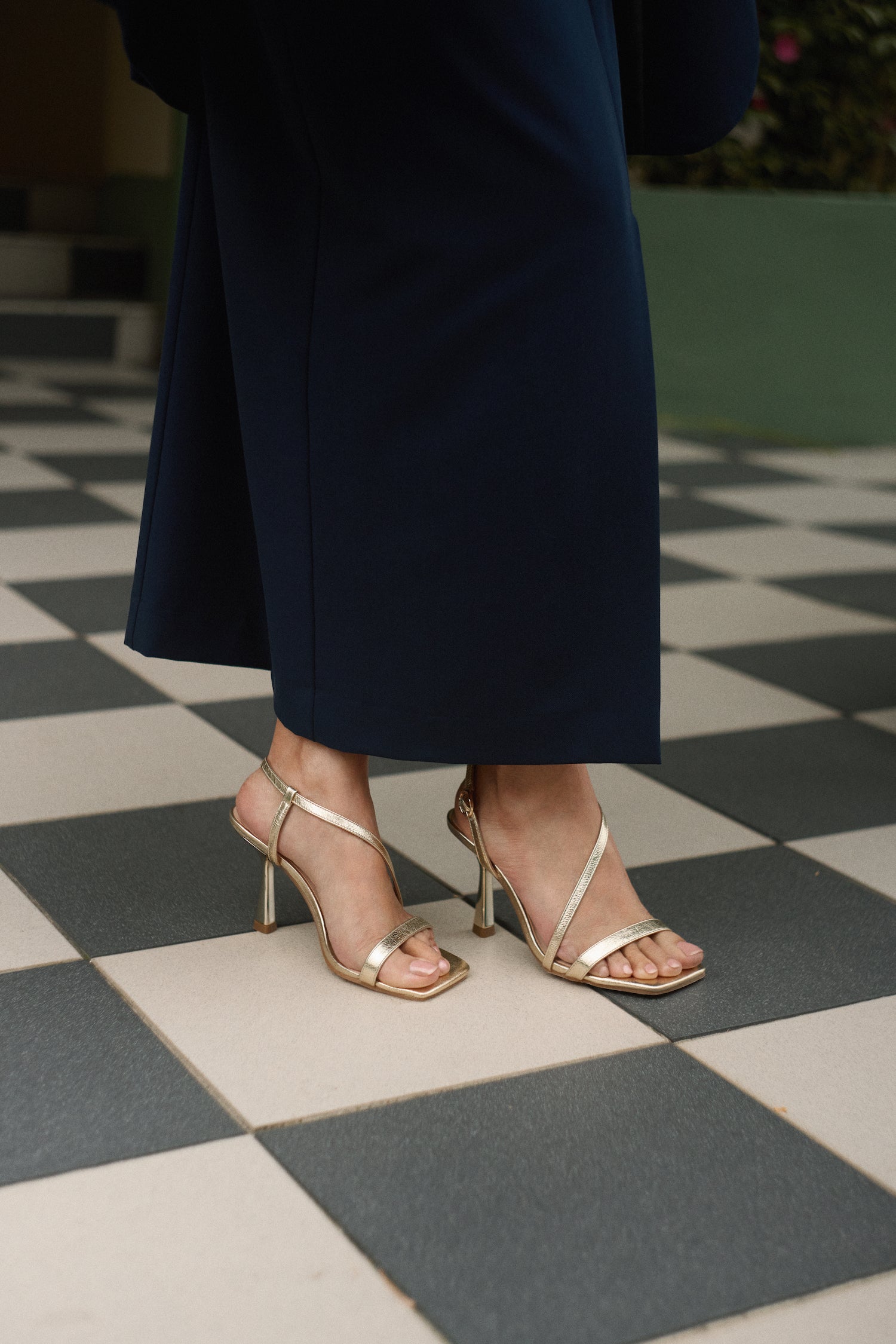 Gabby Sandal Heel | Gold Leather