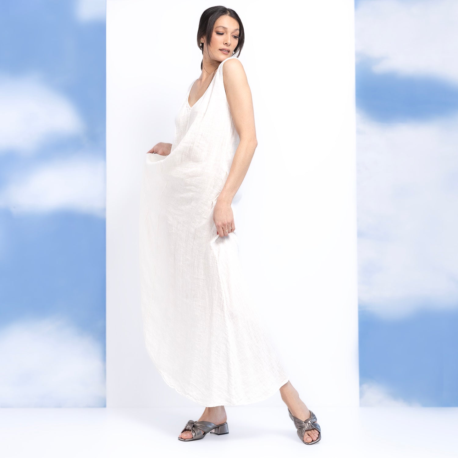 Adele Mule Sandal | Gun metal