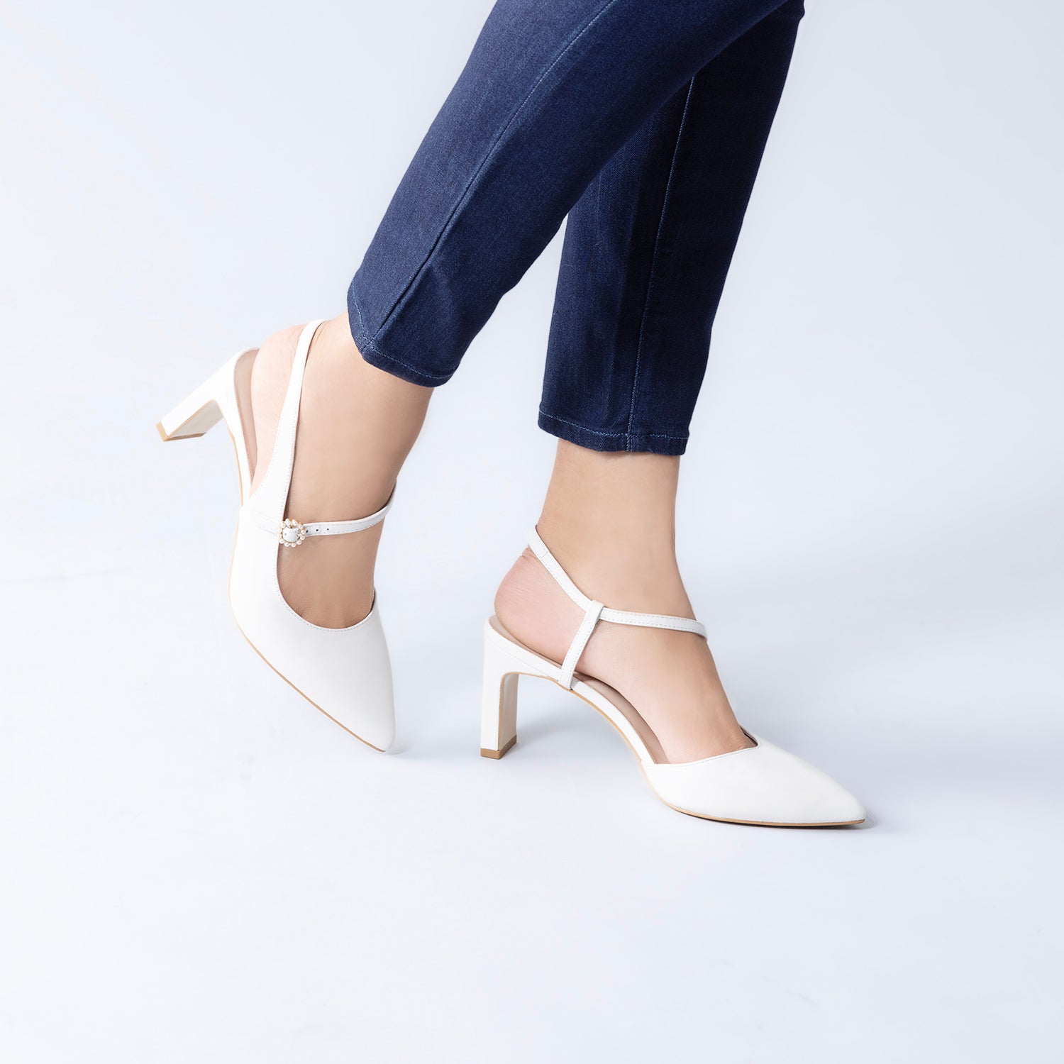 Anita Heel | Off white leather