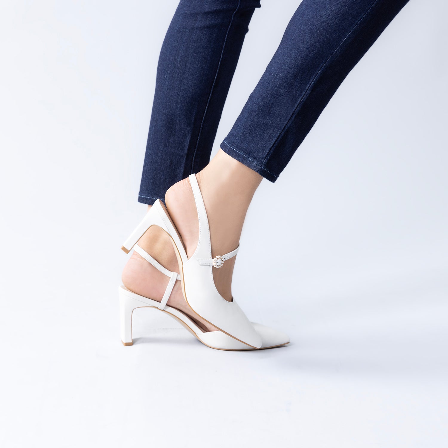 Anita Heel | Off white leather