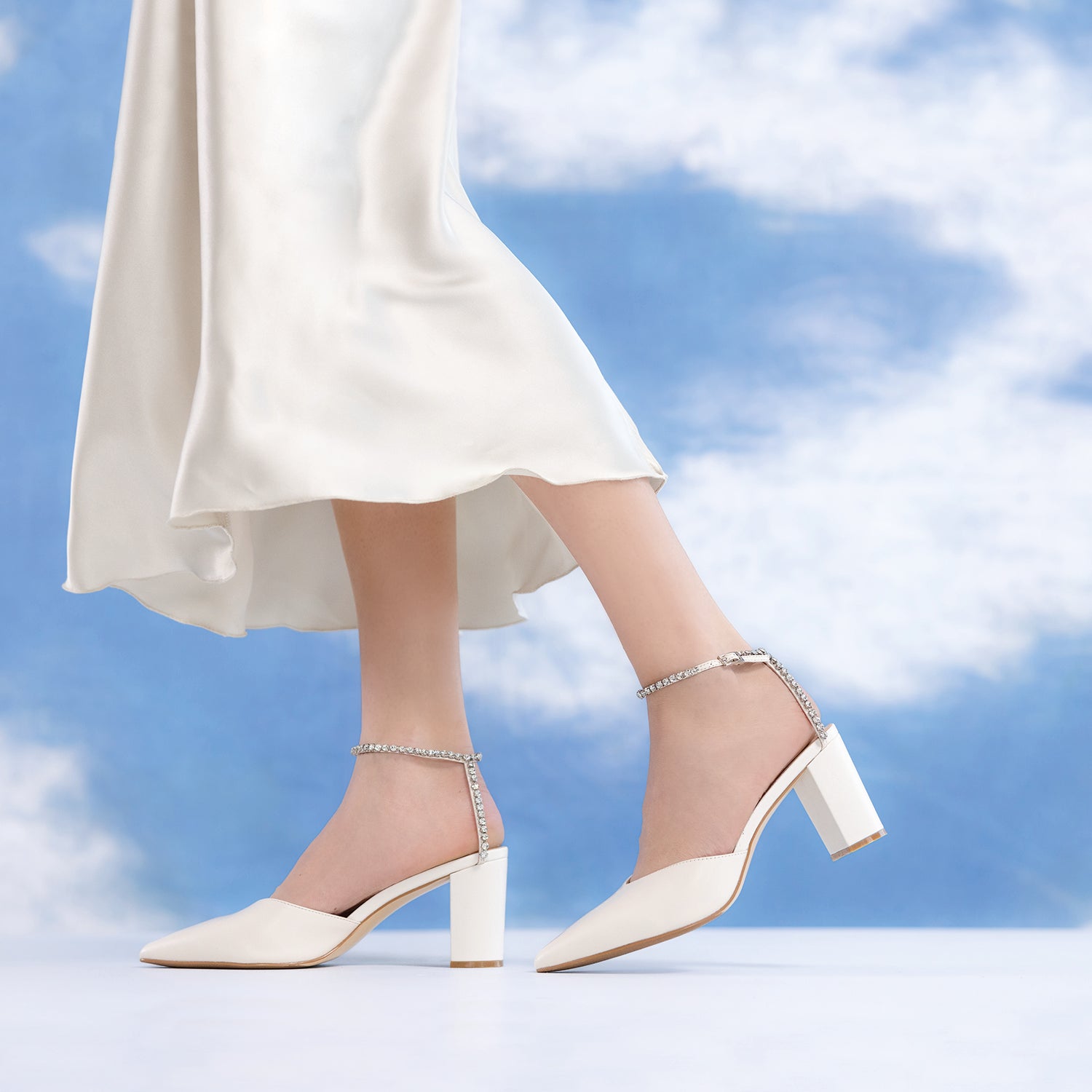 Anna Heel | Off-white leather