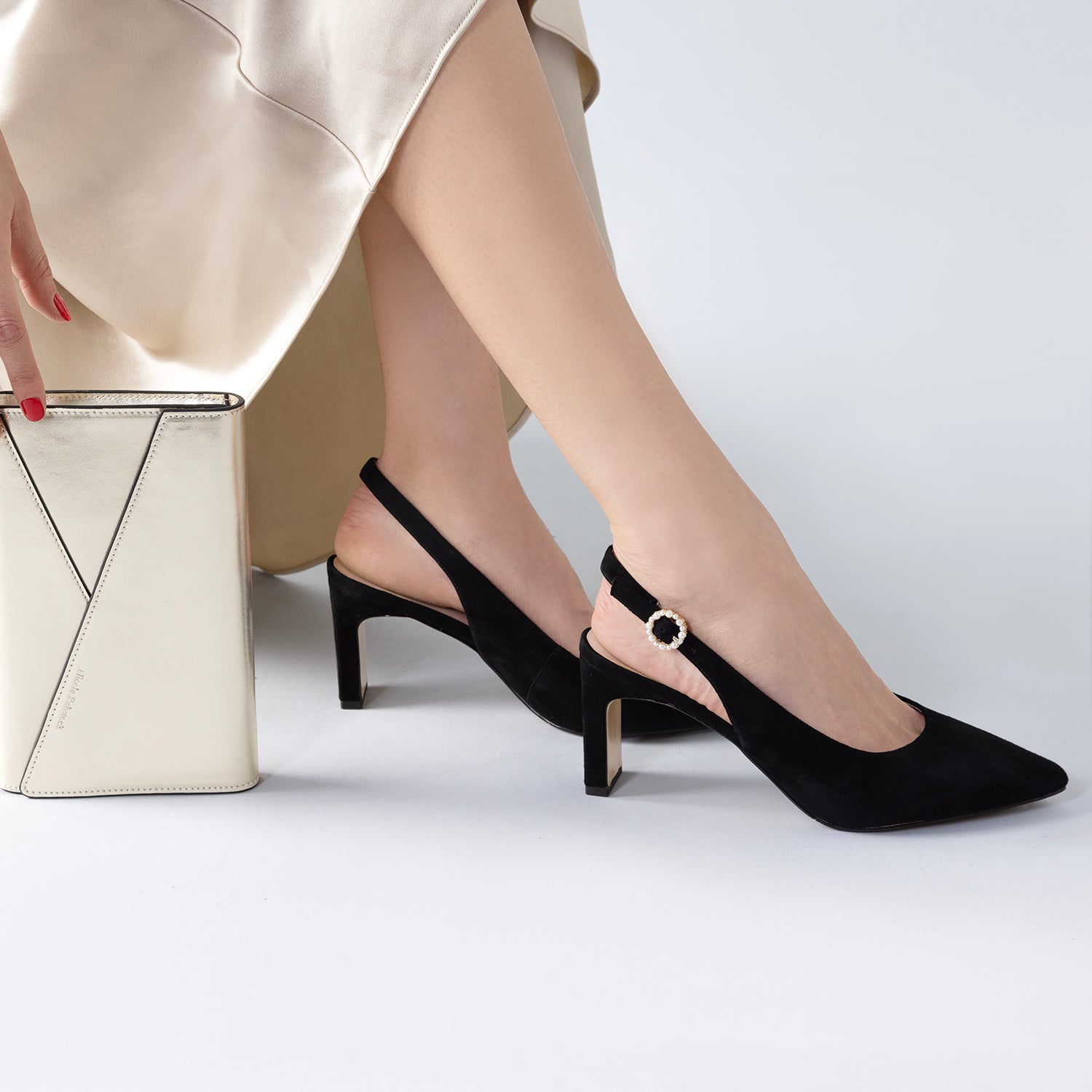 Asher Slingback Heel | Black suede