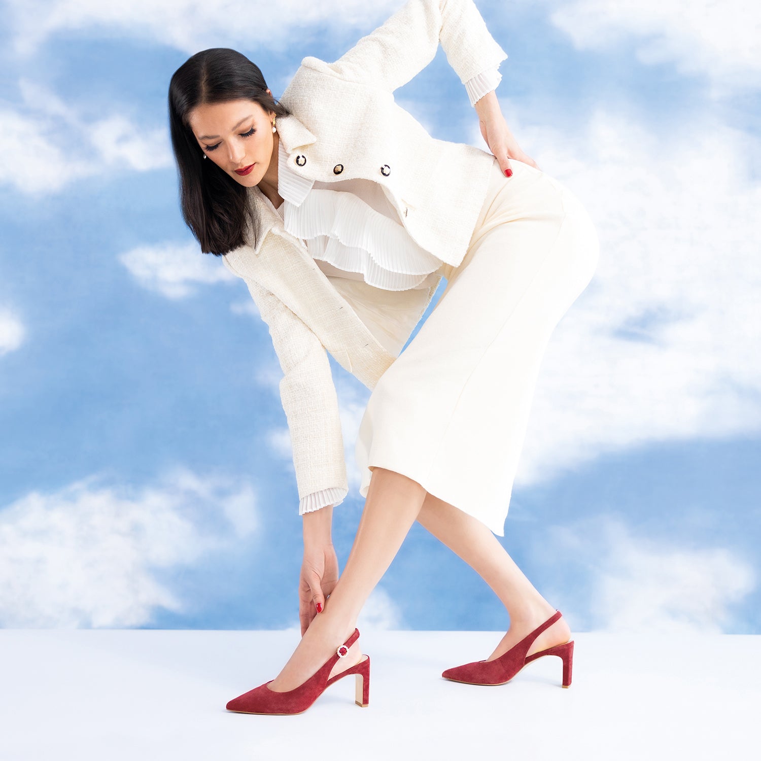 Asher Slingback Heel | Ruby suede