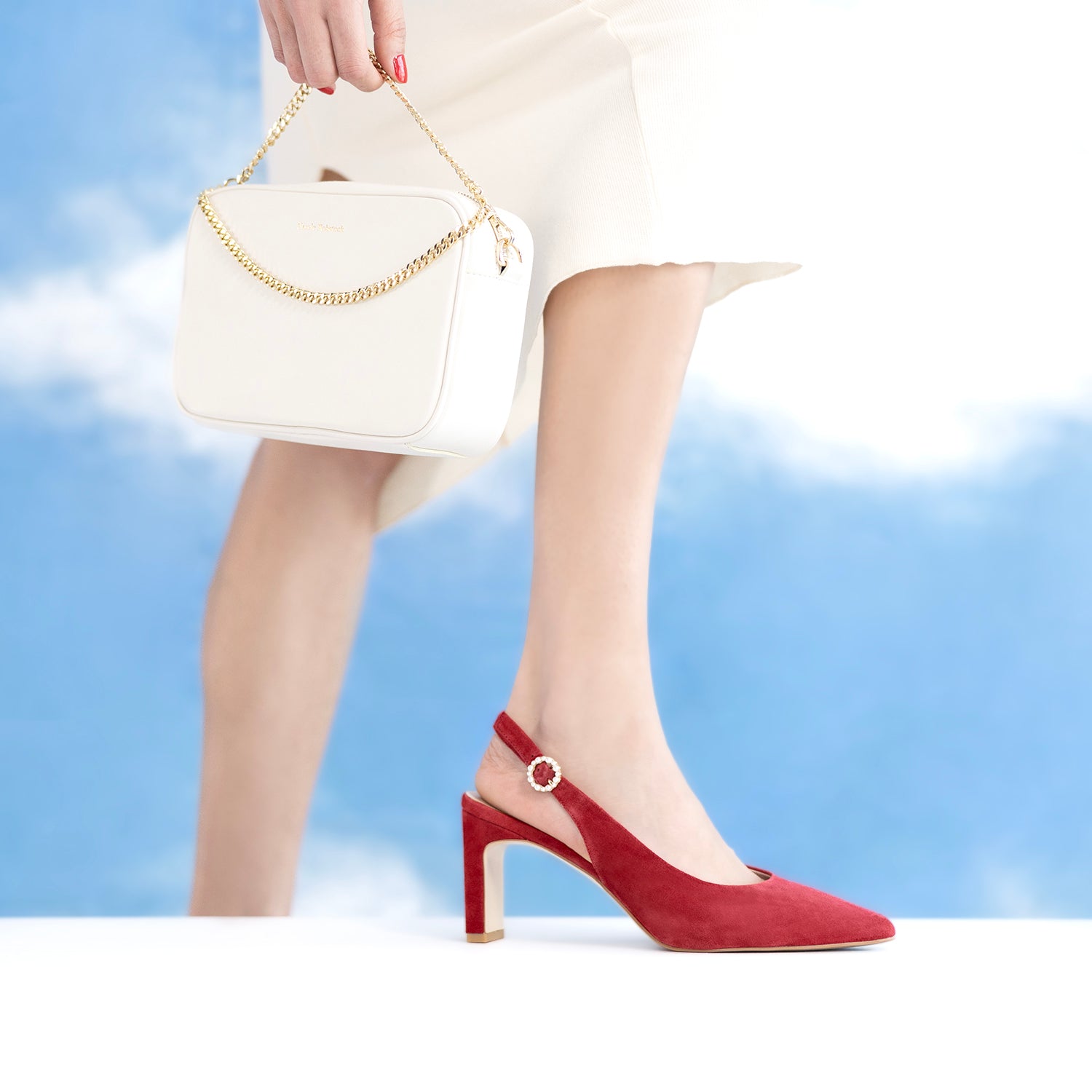 Asher Slingback Heel | Ruby suede