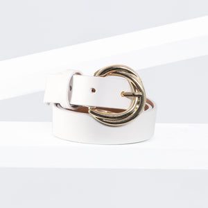 Swirl Leather Belt 25mm | gold cream leather