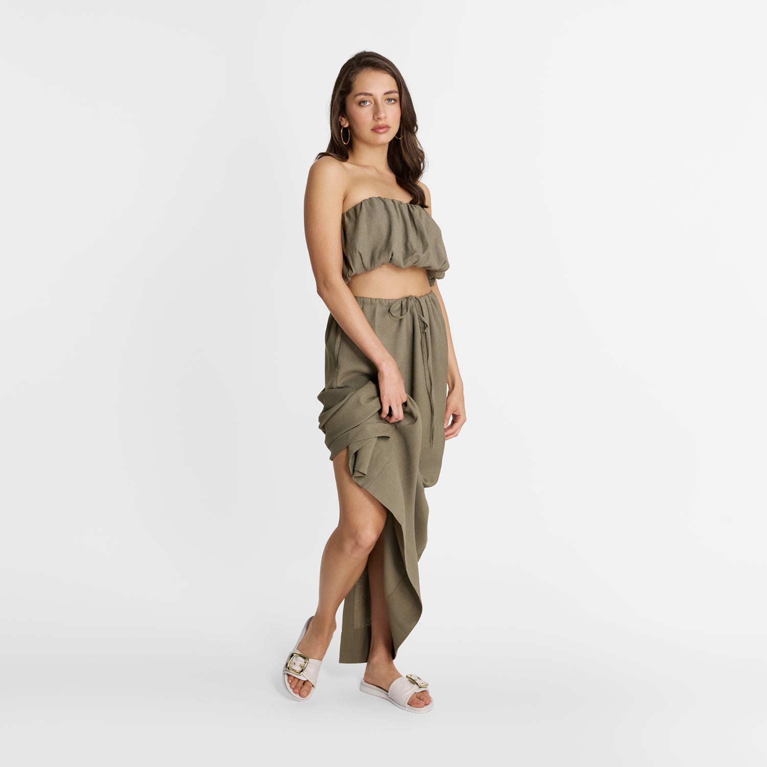 Bobbi Slide Sandal | Ivory Leather