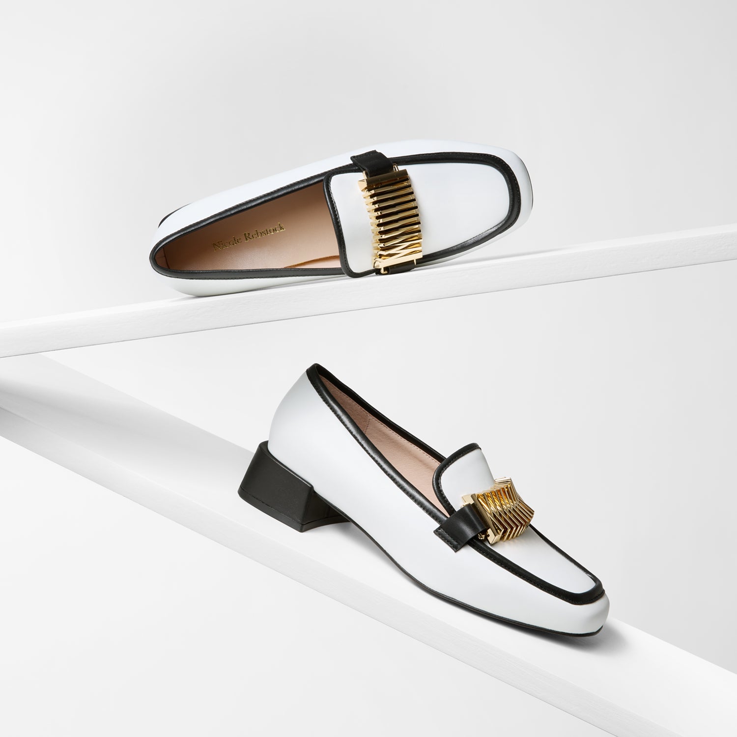 Brooks Loafer | White/Black Leather