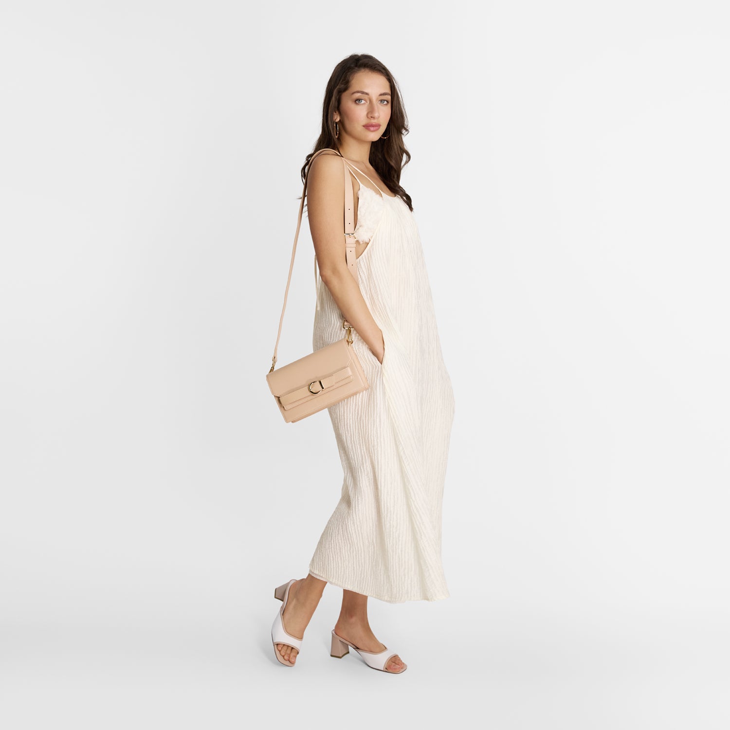Connie Sandal Heel | Cream/Nude Leather