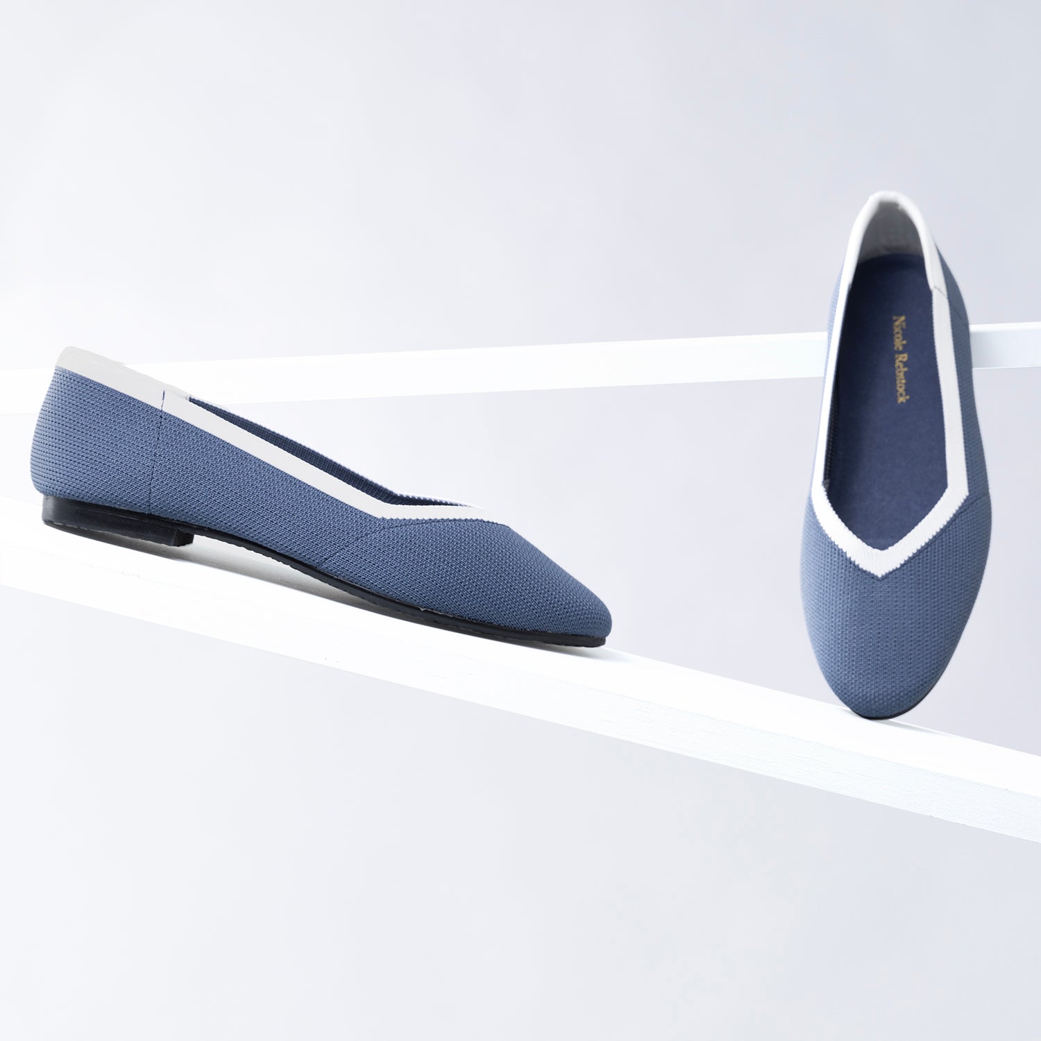 Florence Ballet Flat | Blue/cream