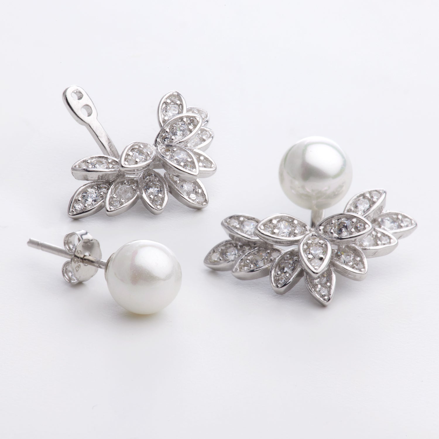 Frosted pearl Earrings | silver