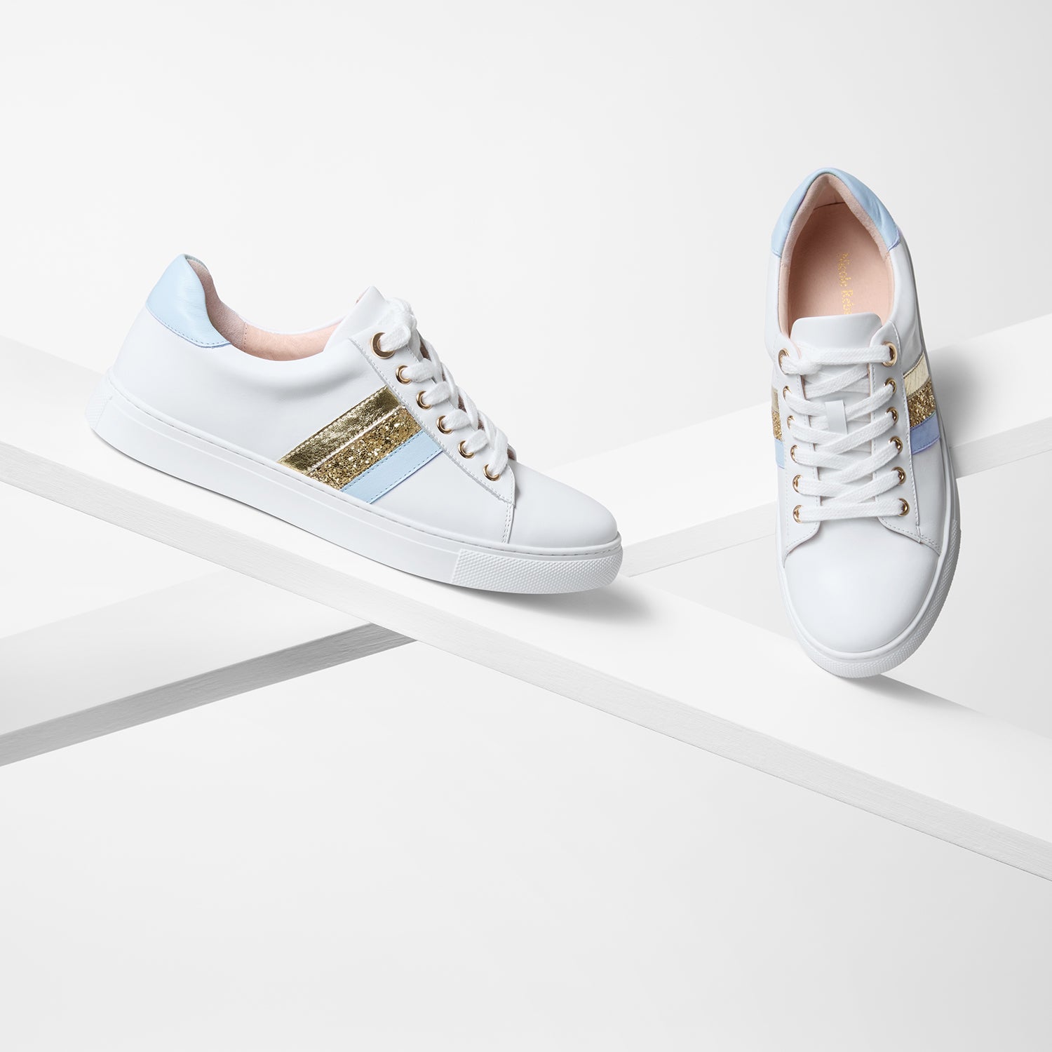 Gigi sneaker in all angles. They have leather lining and slip proof soles.