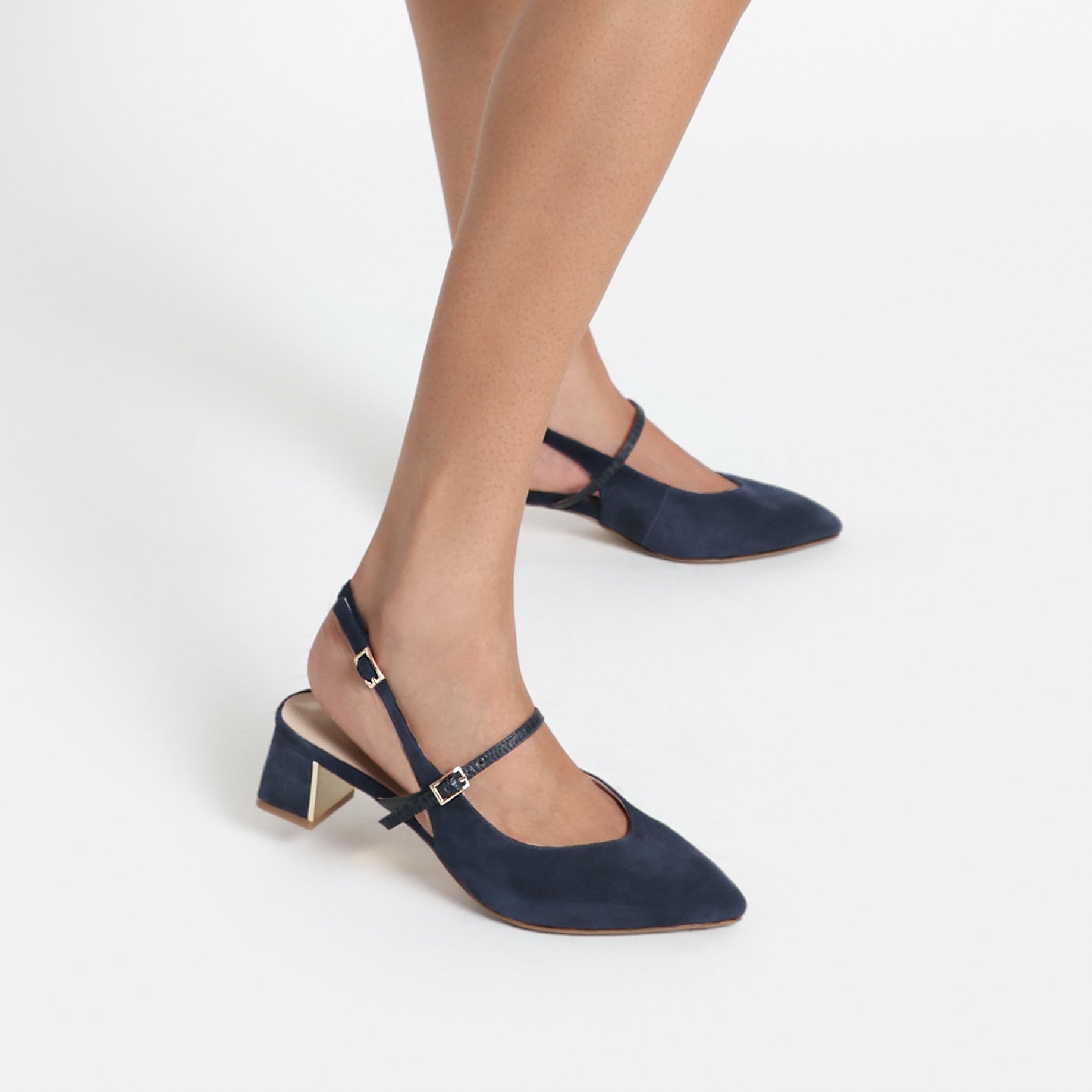 Harper Slingback Heel | Navy suede