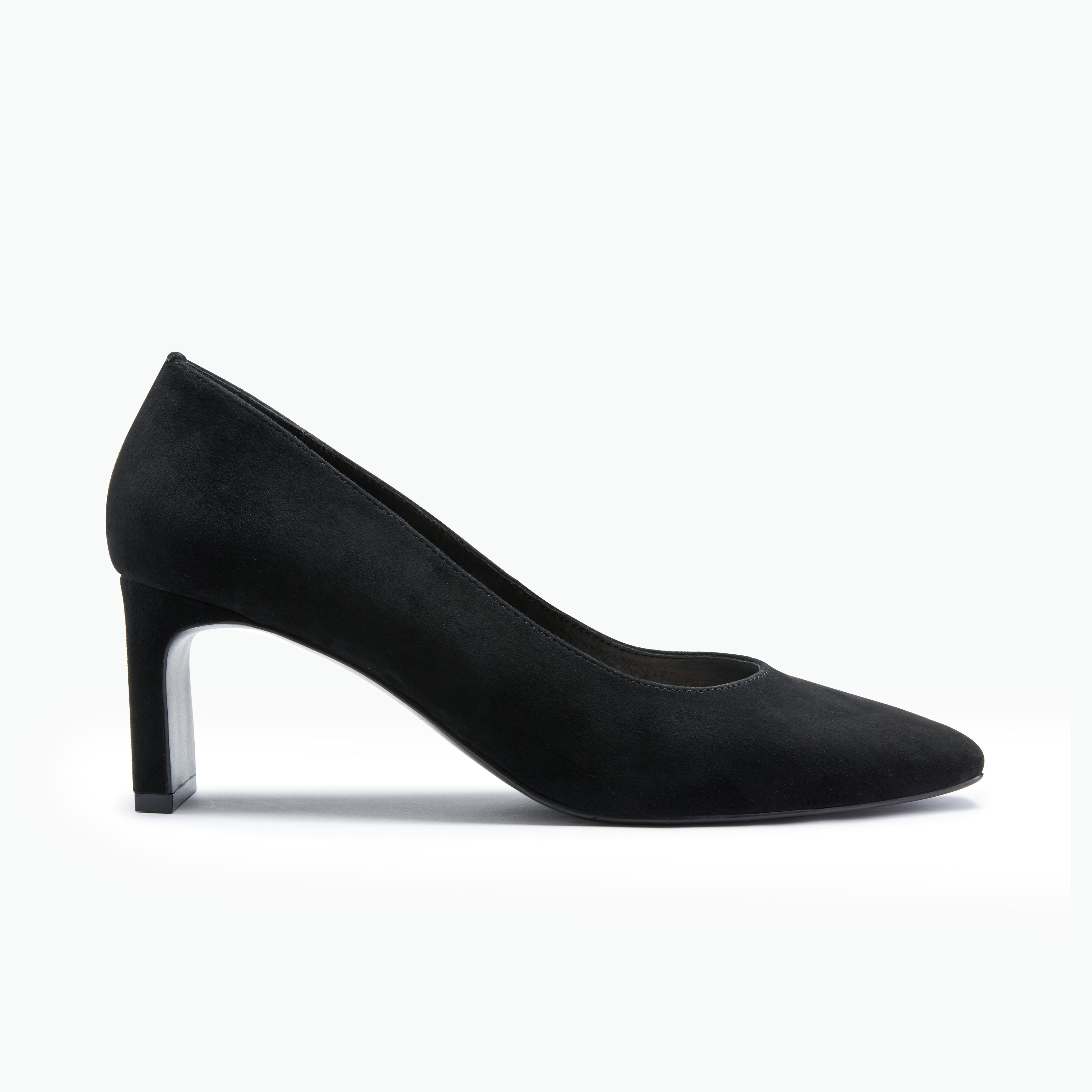 New Zealand designer Nicole Rebstock black pumps with medium block rectangle heel.