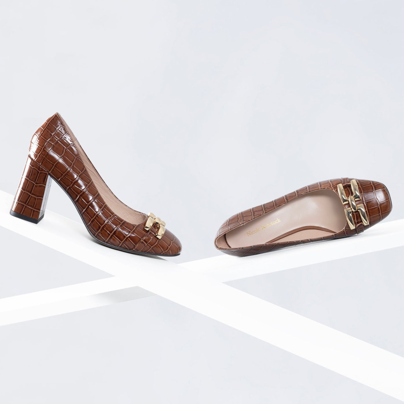 Jolie Pump Heel | Chocolate croc