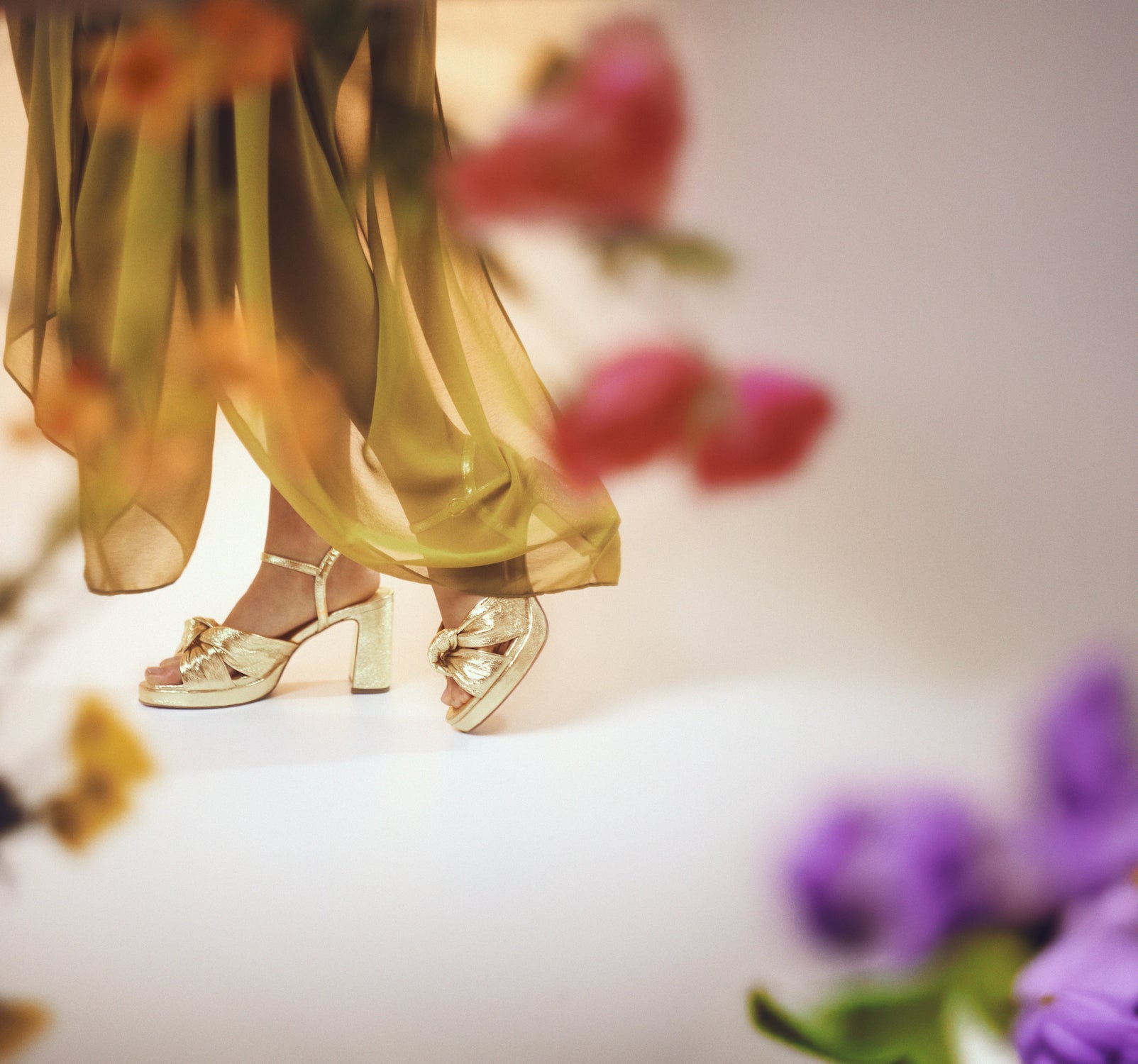 Kate Sandal Heel | Gold Leather