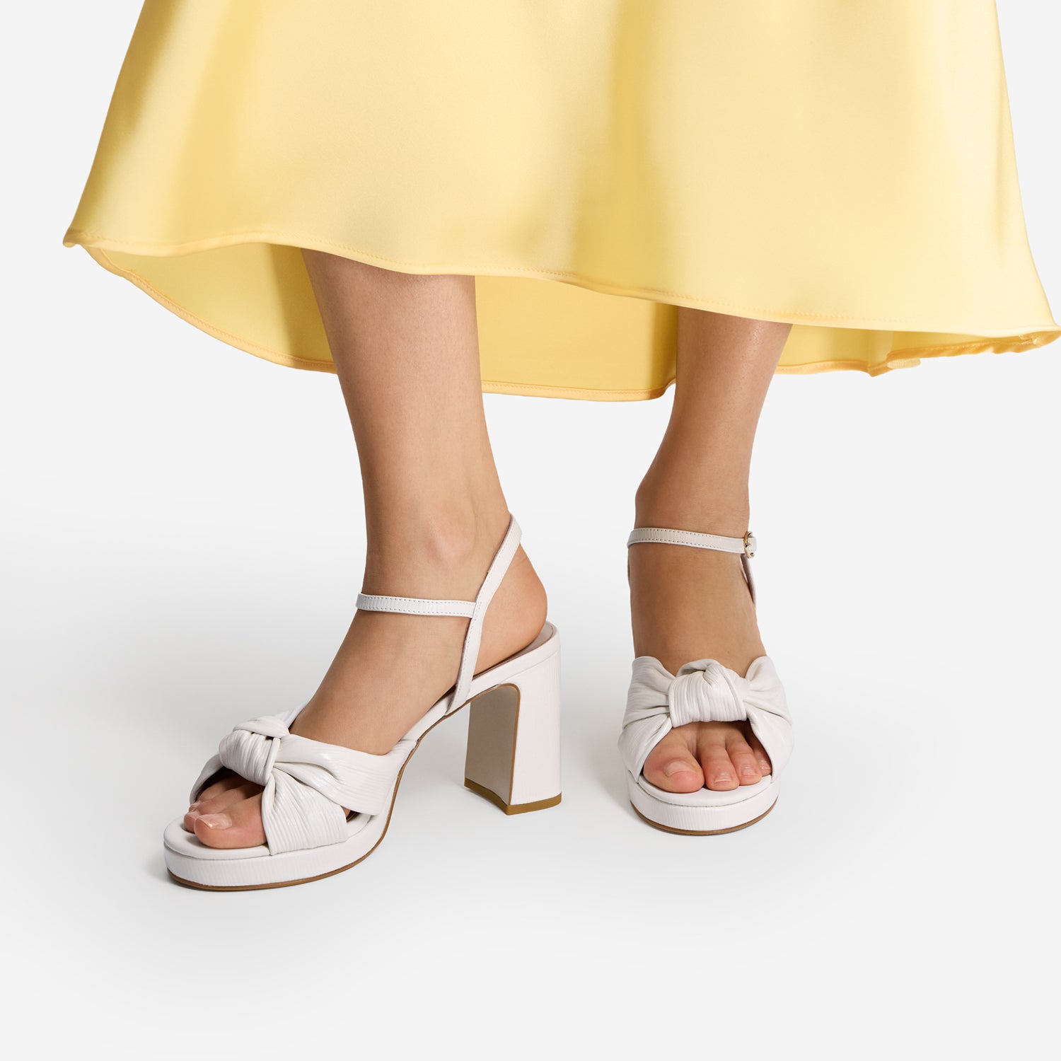 Kate Sandal Heel | Cream Leather
