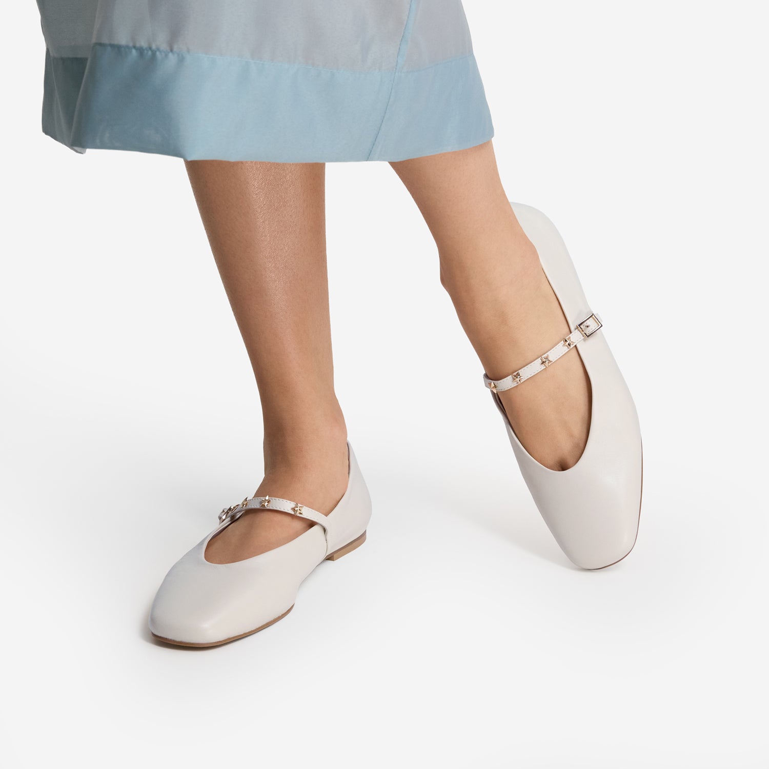 Khloe Flat | Ivory Leather