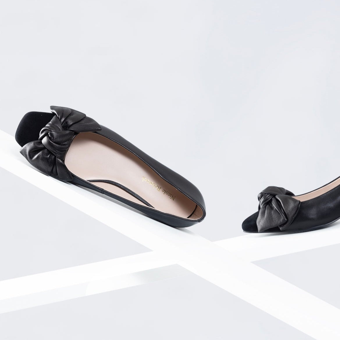 Marilyn Ballet Heel | Black leather/suede combo