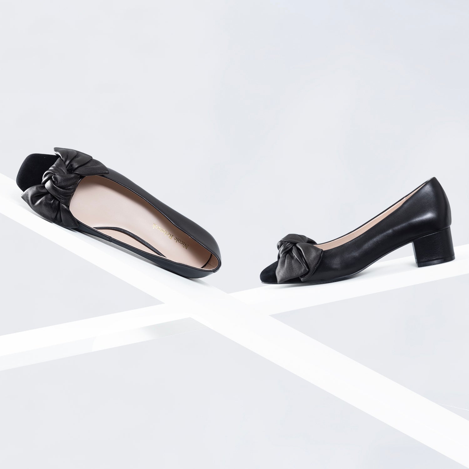 Marilyn Ballet Heel | Black leather/suede combo