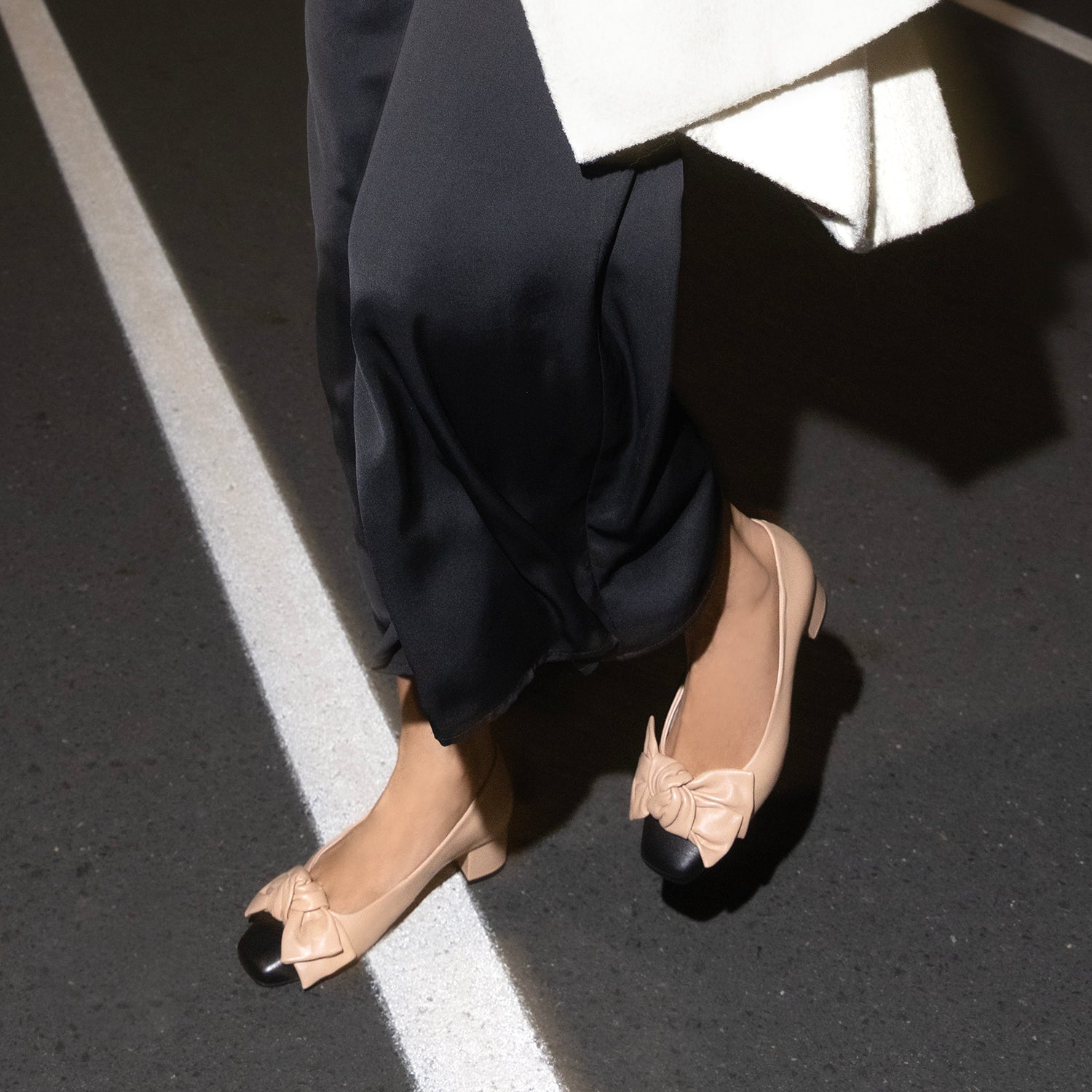 Marilyn Ballet Heel | Nude/black leather