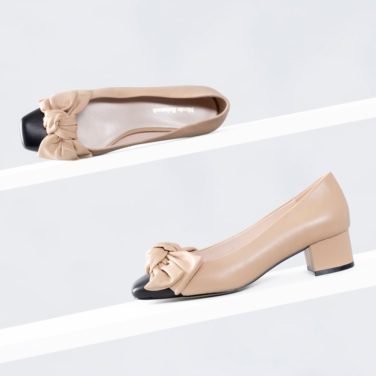 Marilyn Ballet Heel | Nude/black leather