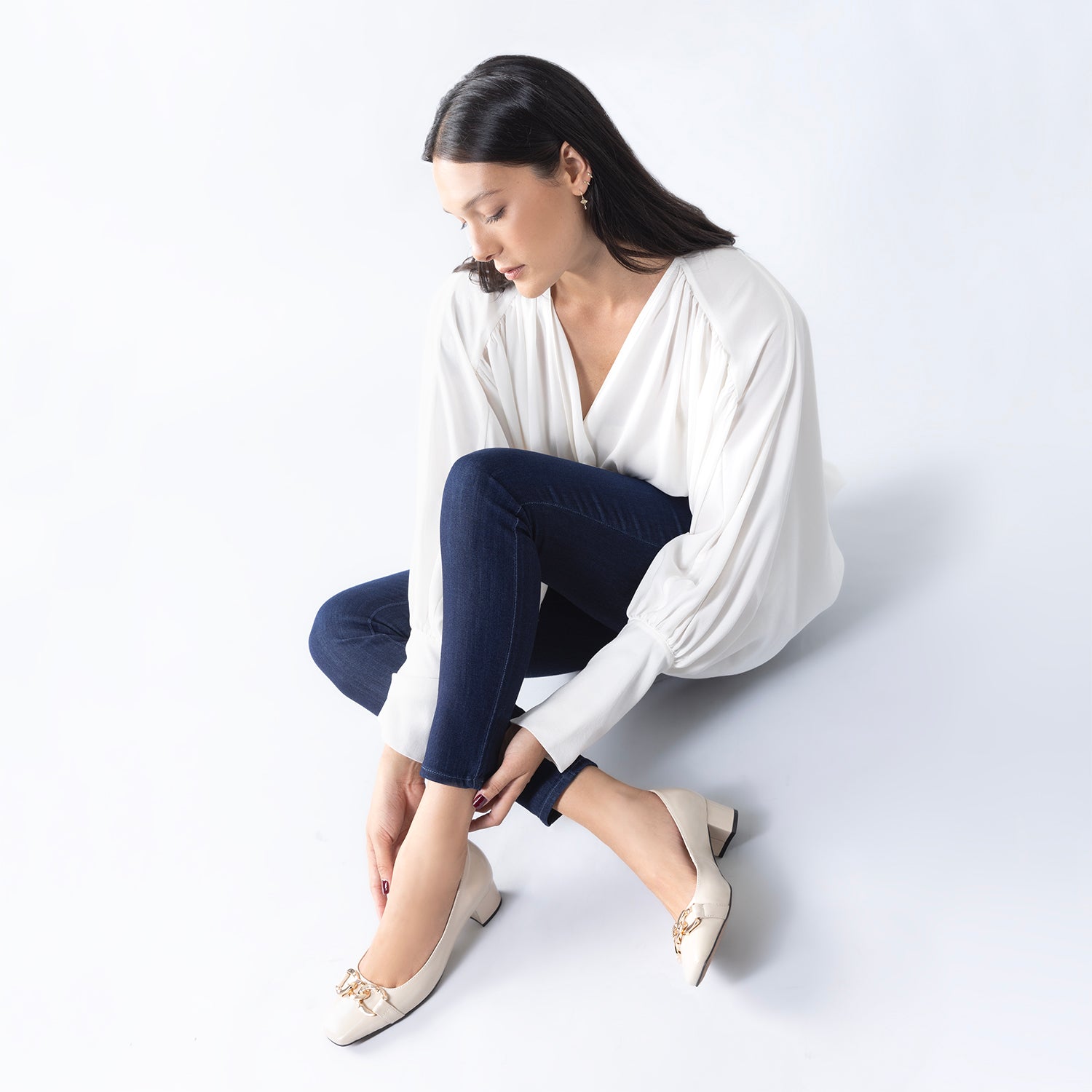 Meghan Ballet Heel | Ivory leather