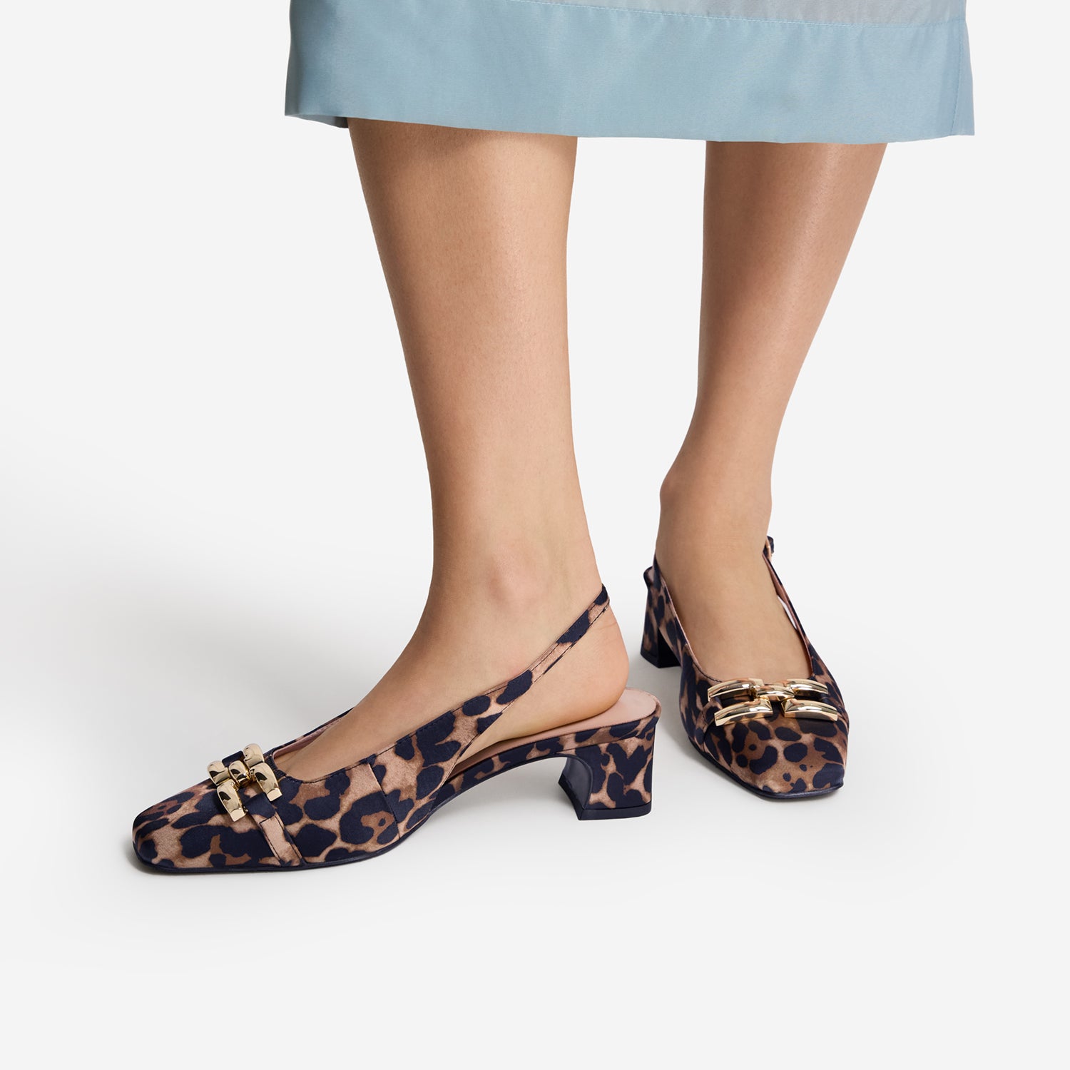 Mika Slingback Heel | Leopard Print Satin