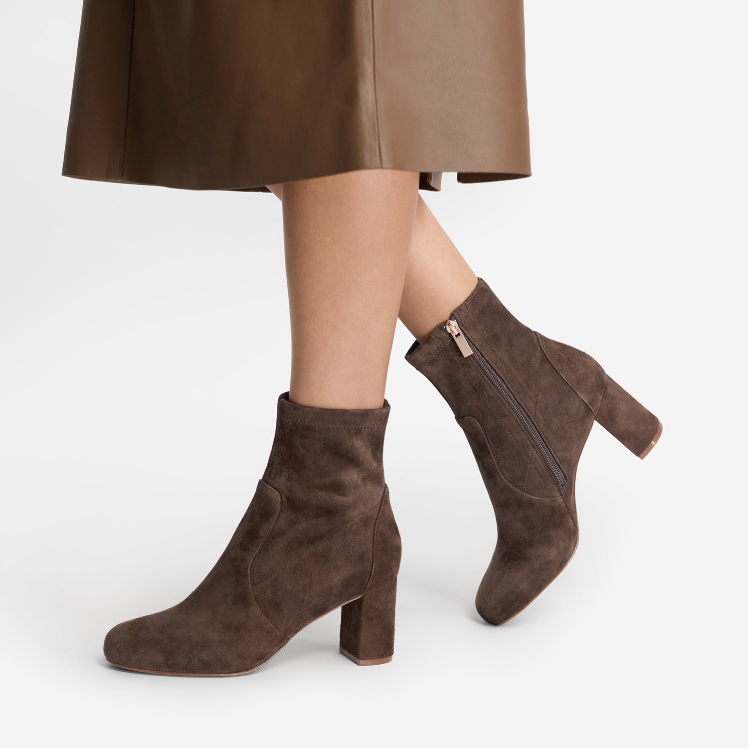 Brown suede ankle boots called Naomi by Nicole Rebstock. Bestseller.