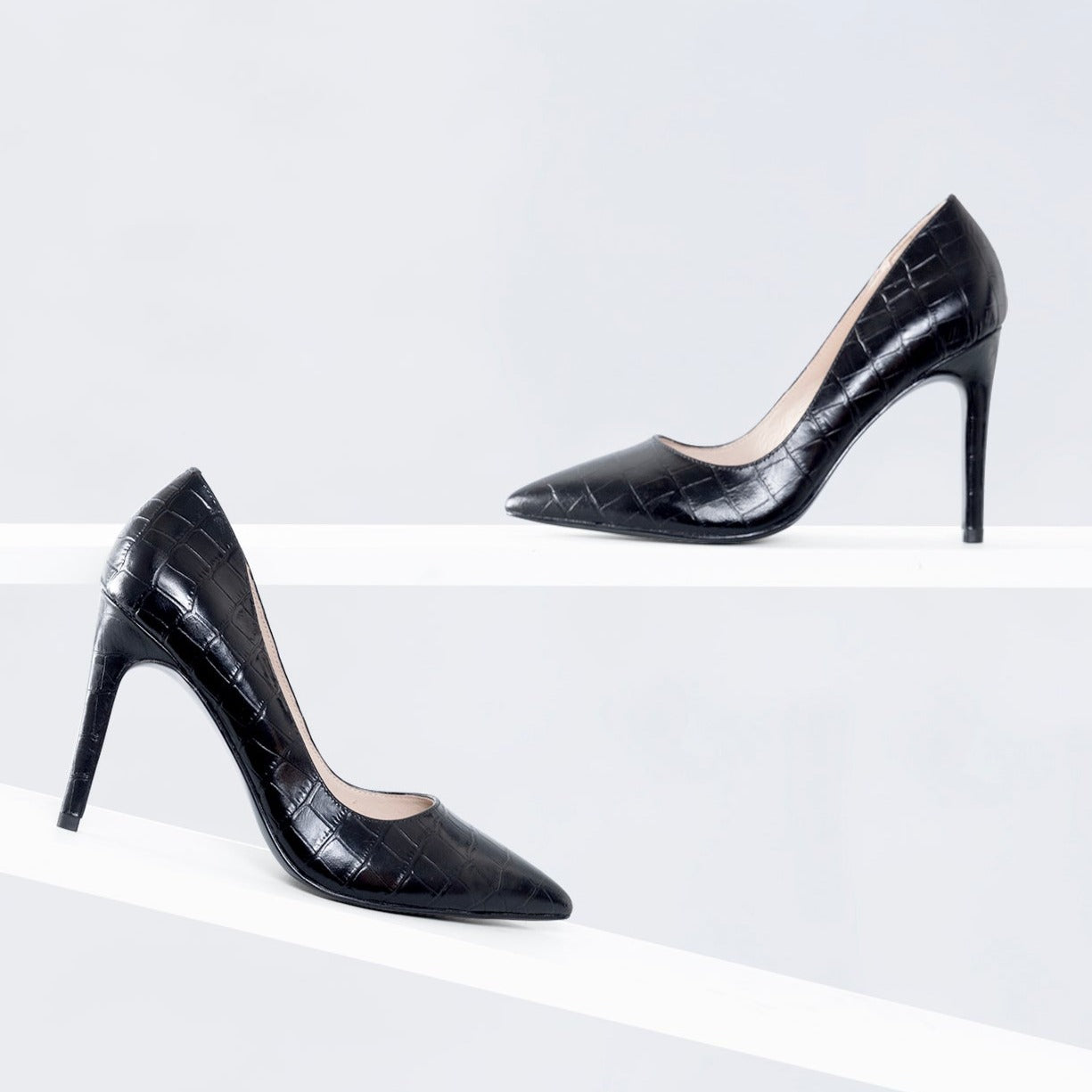 Nemesis 95mm Heel | Black croc