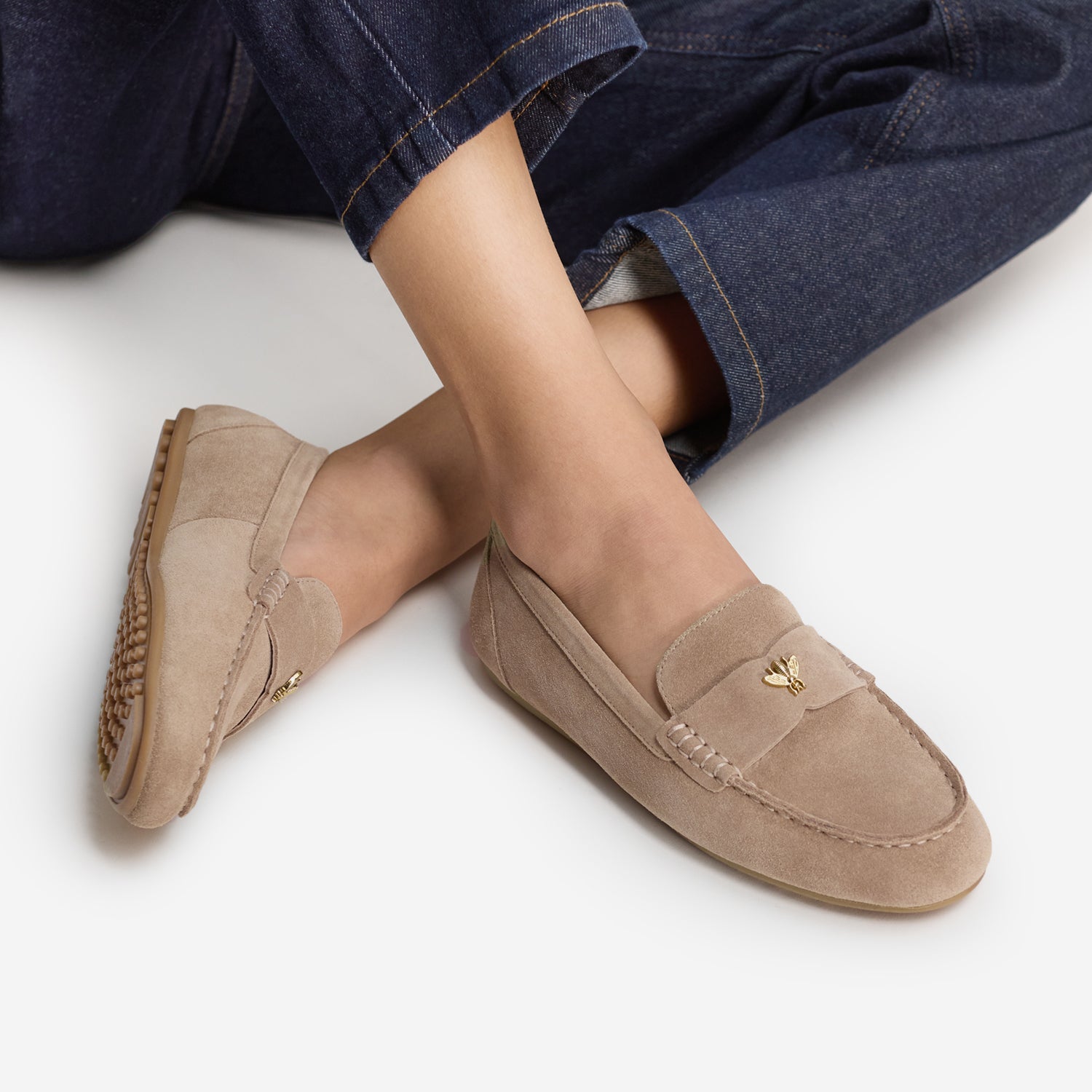 Flat Nico loafers in cinnamon suede by nicoel Rebstock
