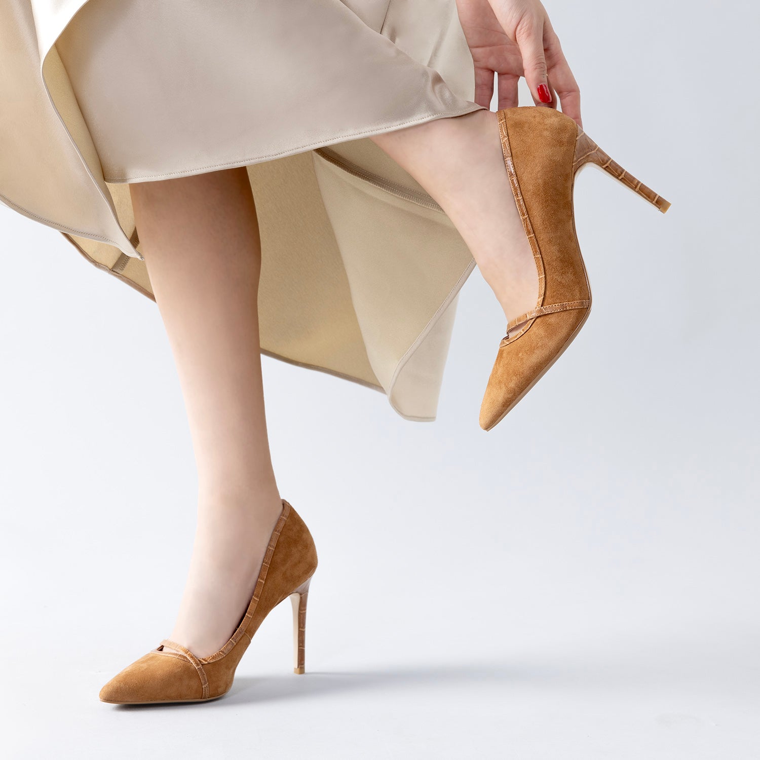 Nina 95mm Heel | Hazel brown combo
