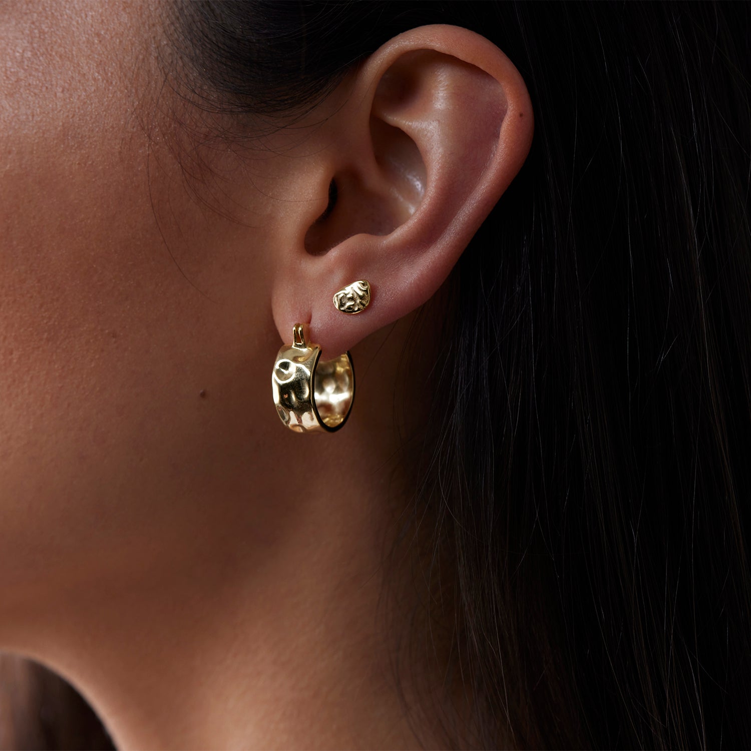 Petite Molten Hoop Earrings | Gold