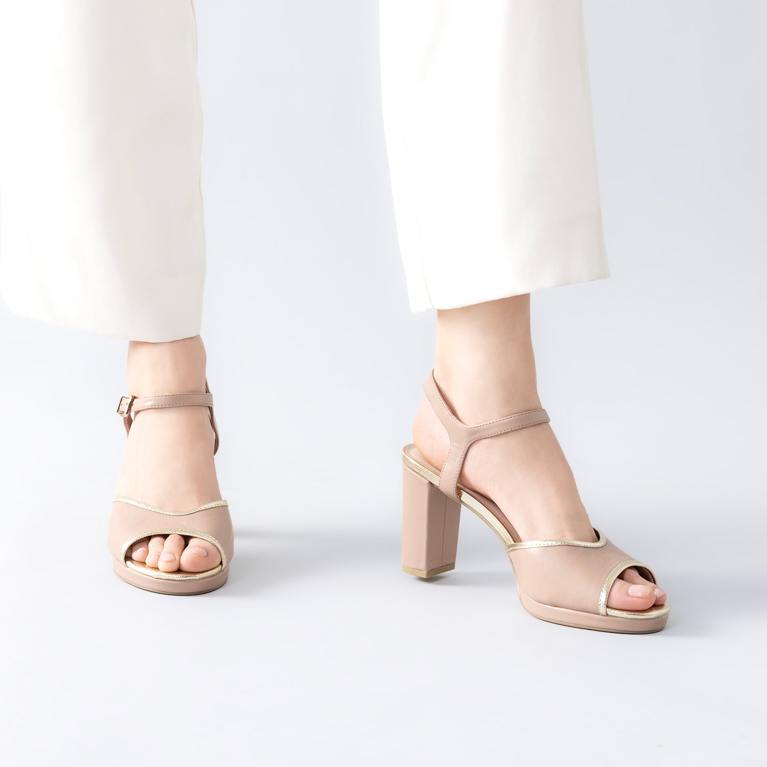 Polly Platform Sandal | Nude/gold