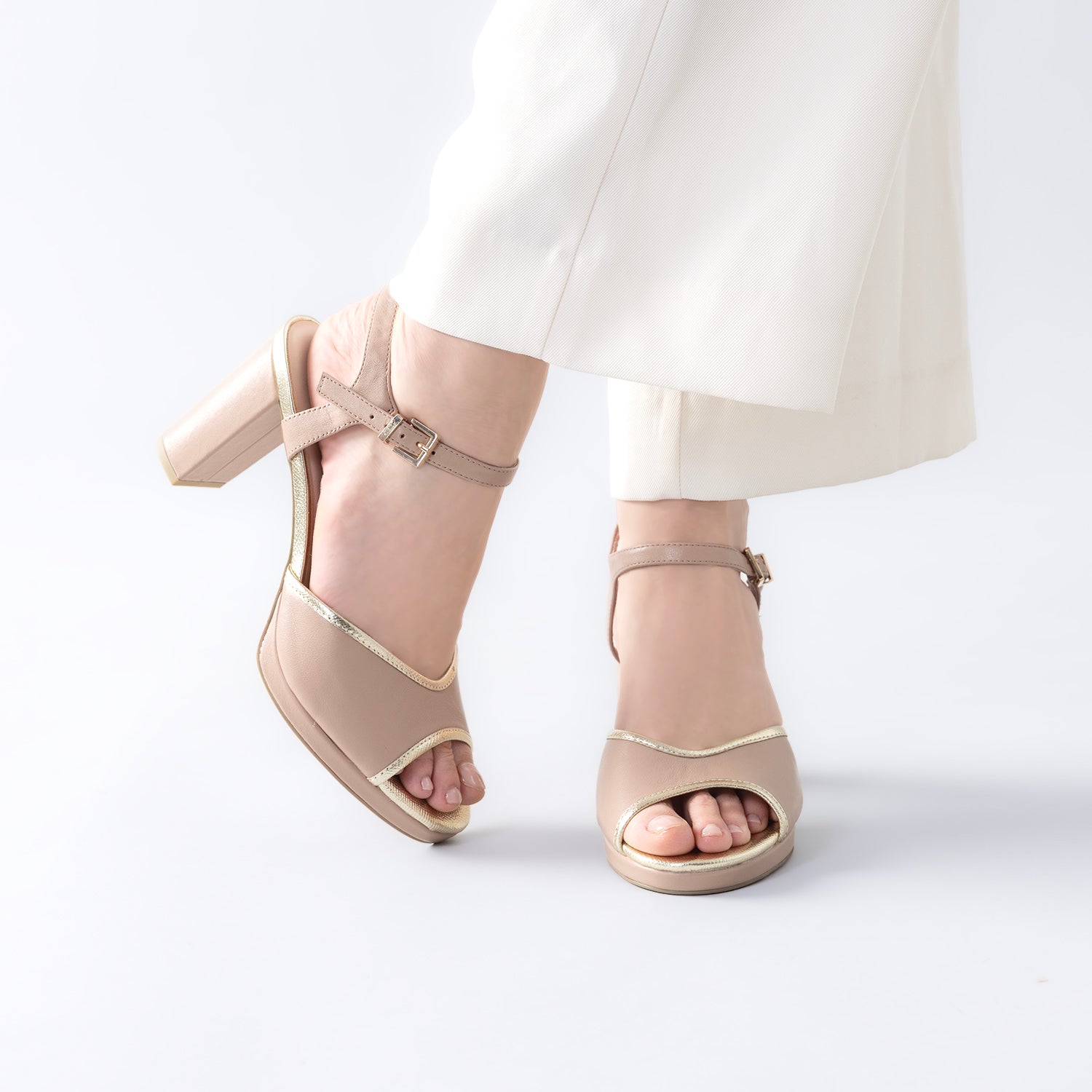 Polly Platform Sandal | Nude/gold