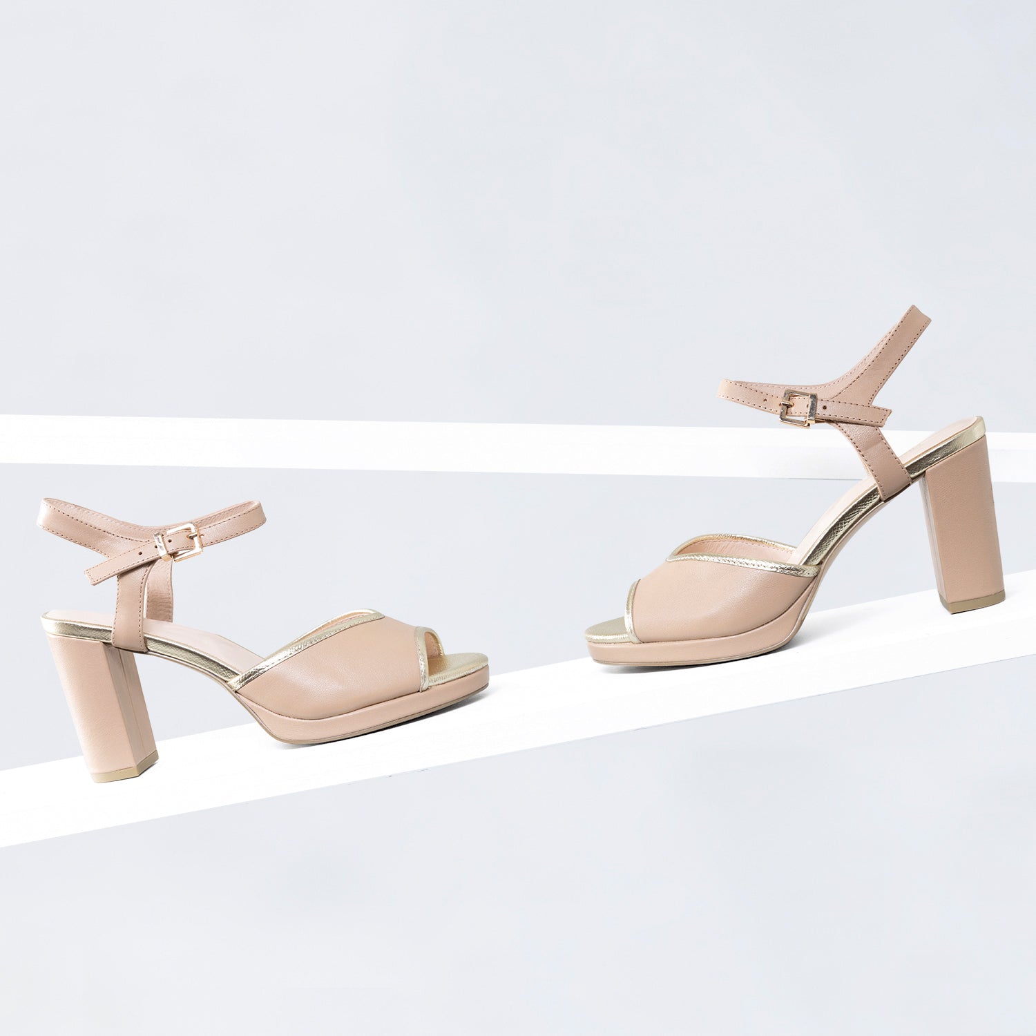 Polly Platform Sandal | Nude/gold