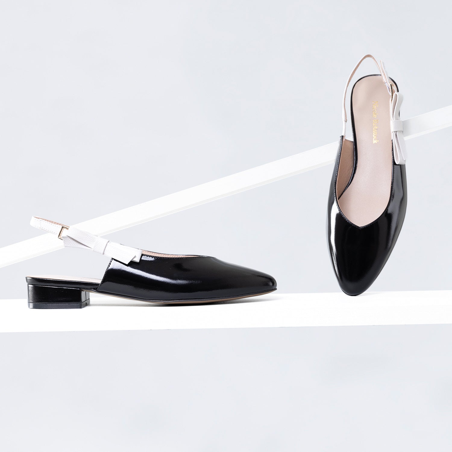 Raven Flat Slingback | Black/white combo