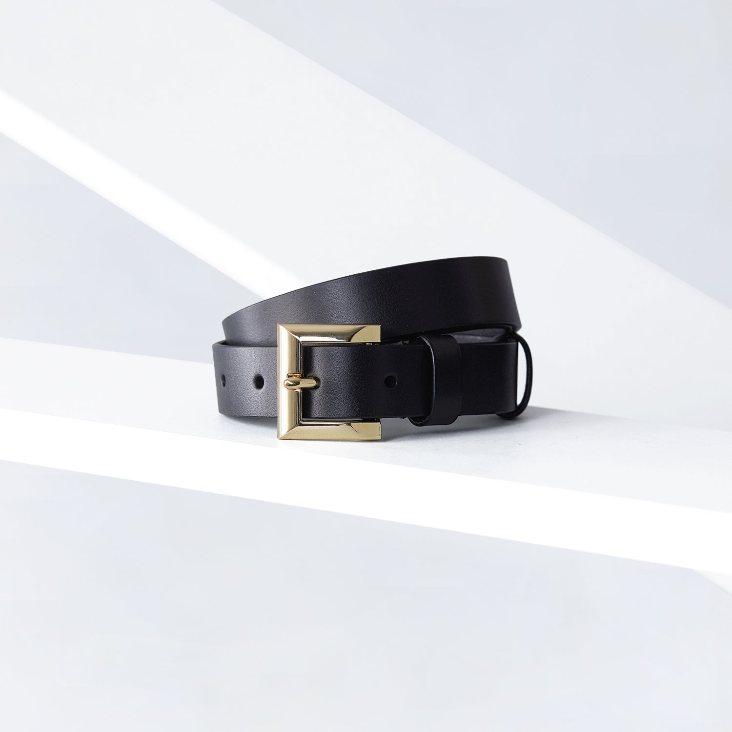 Signature Leather Belt 25mm | gold black leather