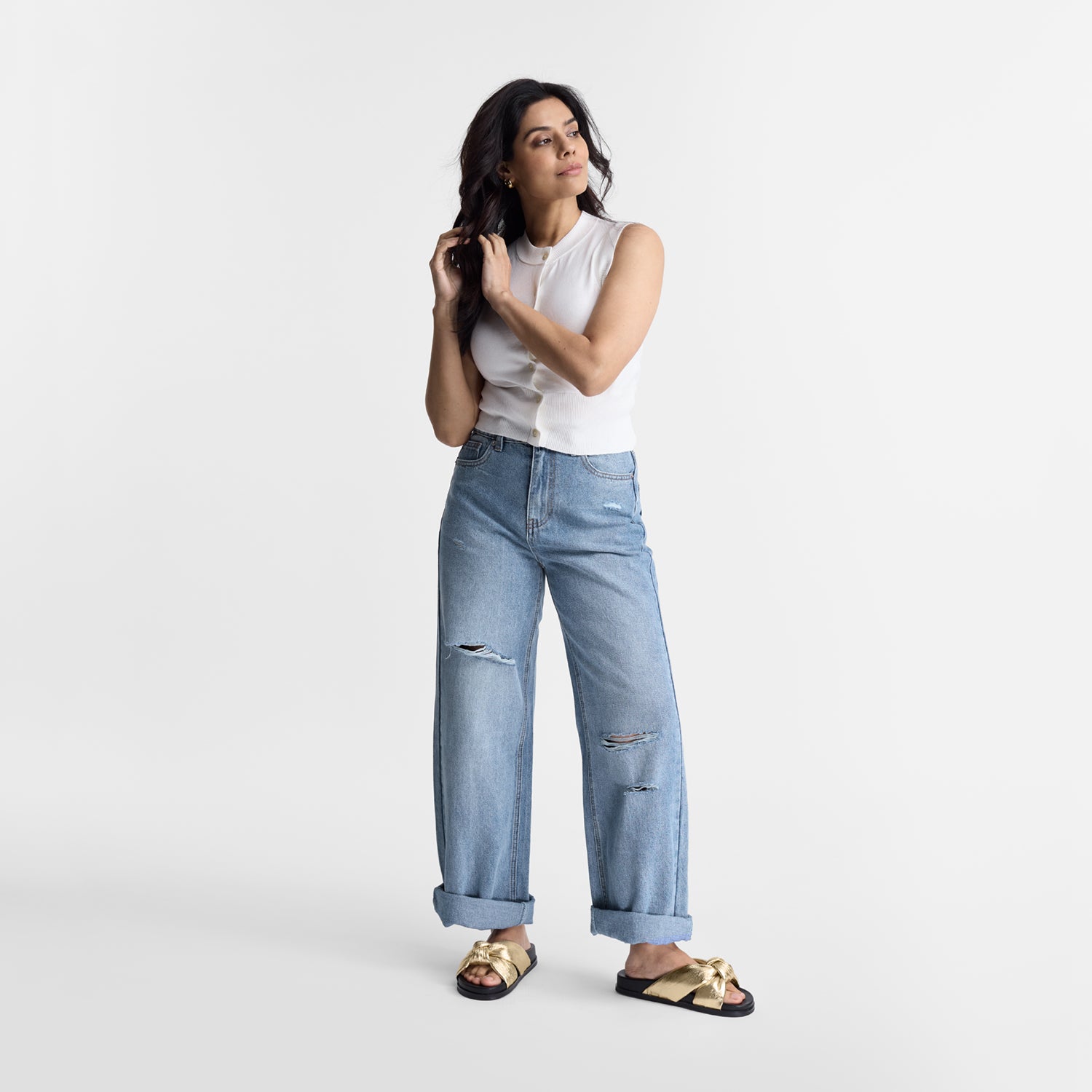 Uno 2.0 Slide Sandal | Gold Leather