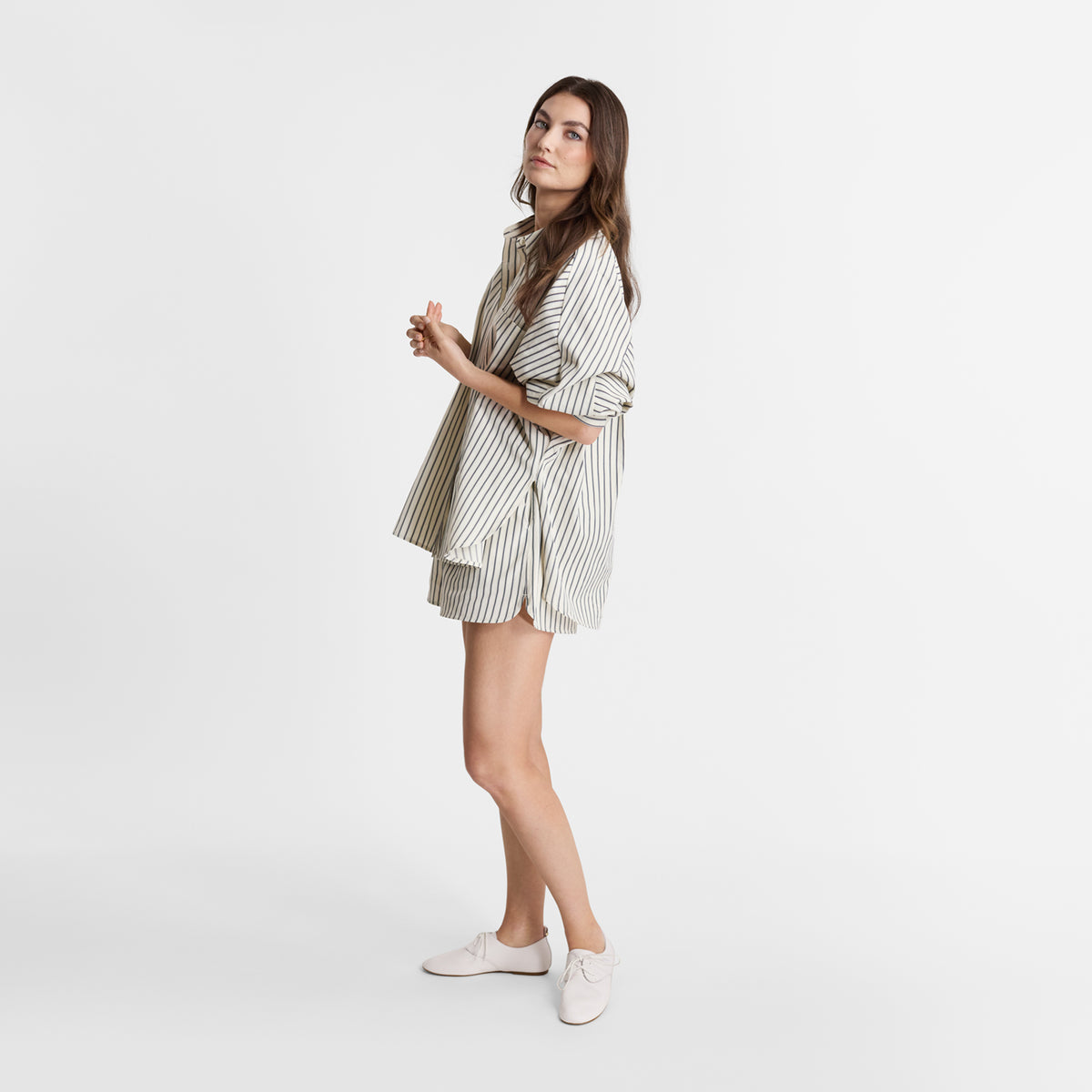 Model wearing NIcole Rebstock's flat Xenia Flat.