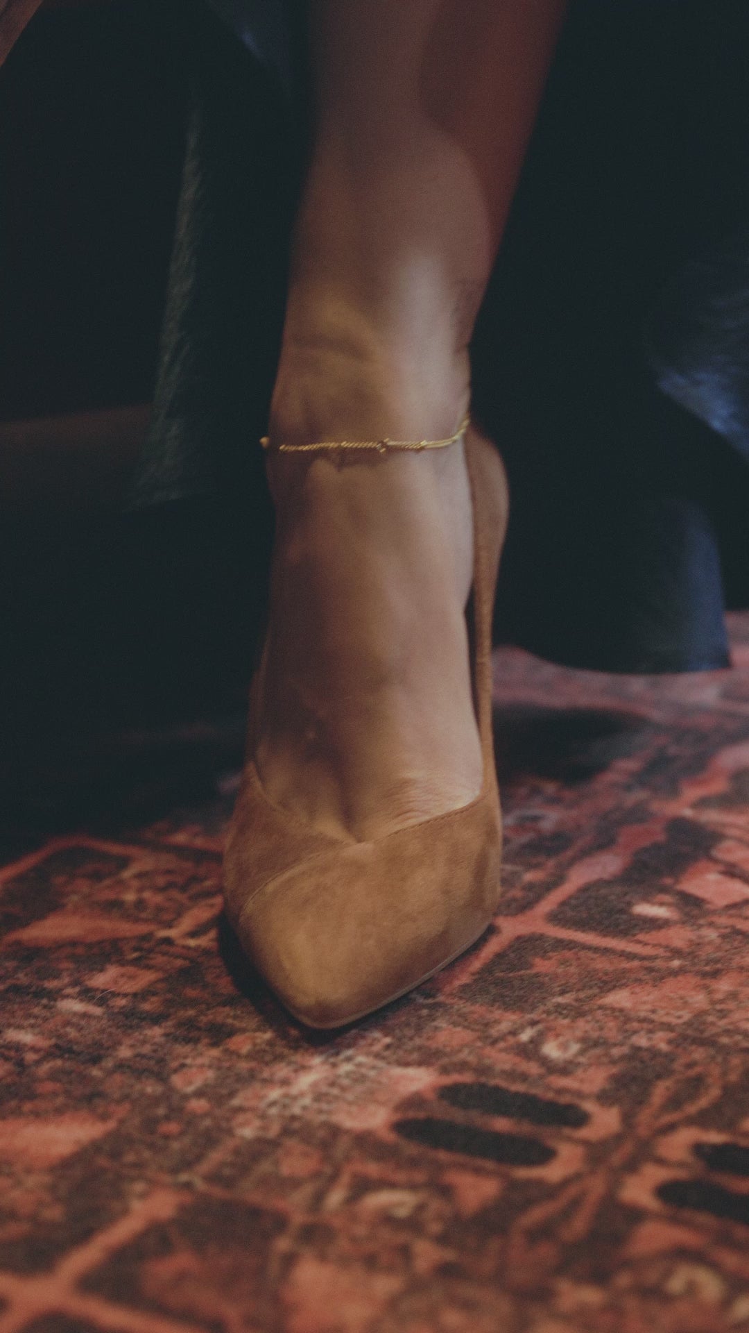 Video of Naples rust suede worn by model