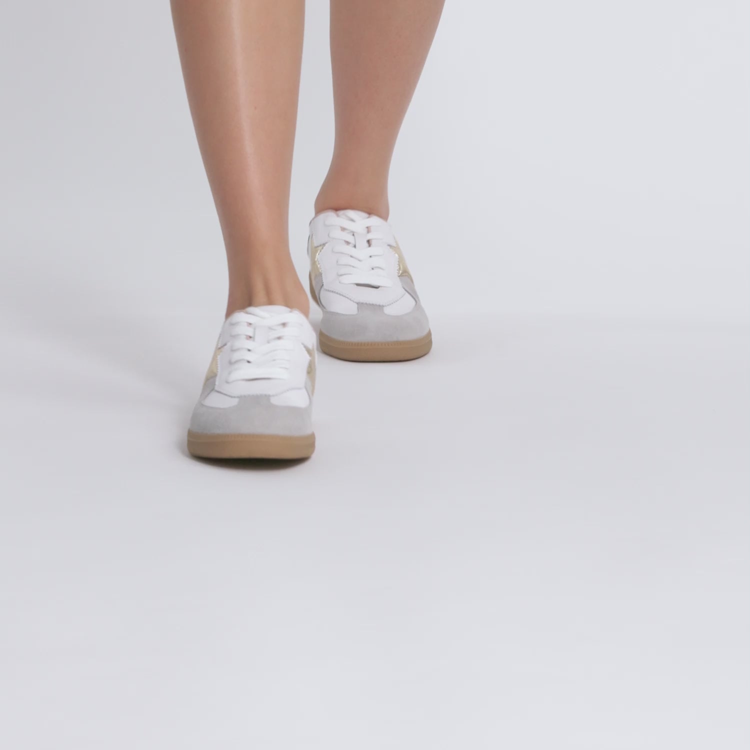 Amelia sneaker shown from all angles by model.