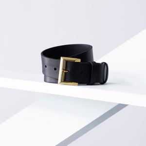 Signature Leather Belt 34mm | gold black leather
