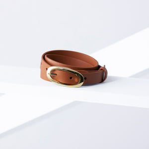 Aura Leather Belt 19mm | gold tan saffiano