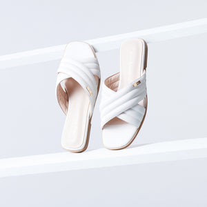 Faze Slide Sandal | Off white leather