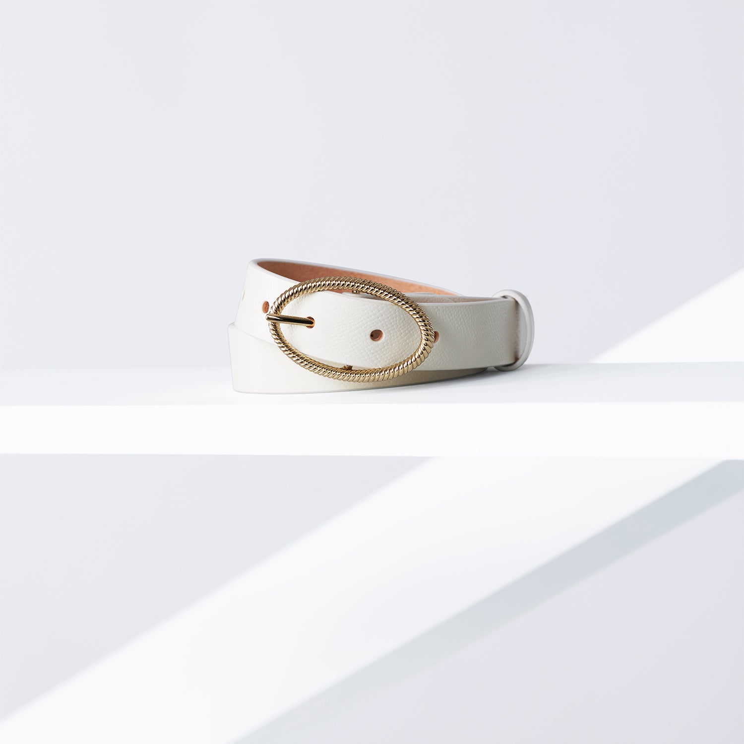 Infinite Leather Belt 25mm | gold cream saffiano