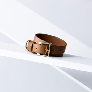 Signature Leather Belt 25mm | gold tan saffiano