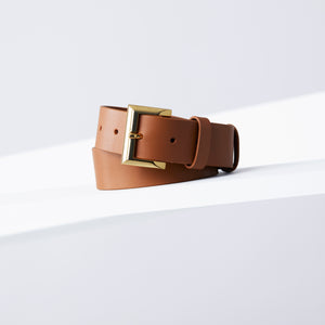 Signature Leather Belt 34mm | gold tan leather
