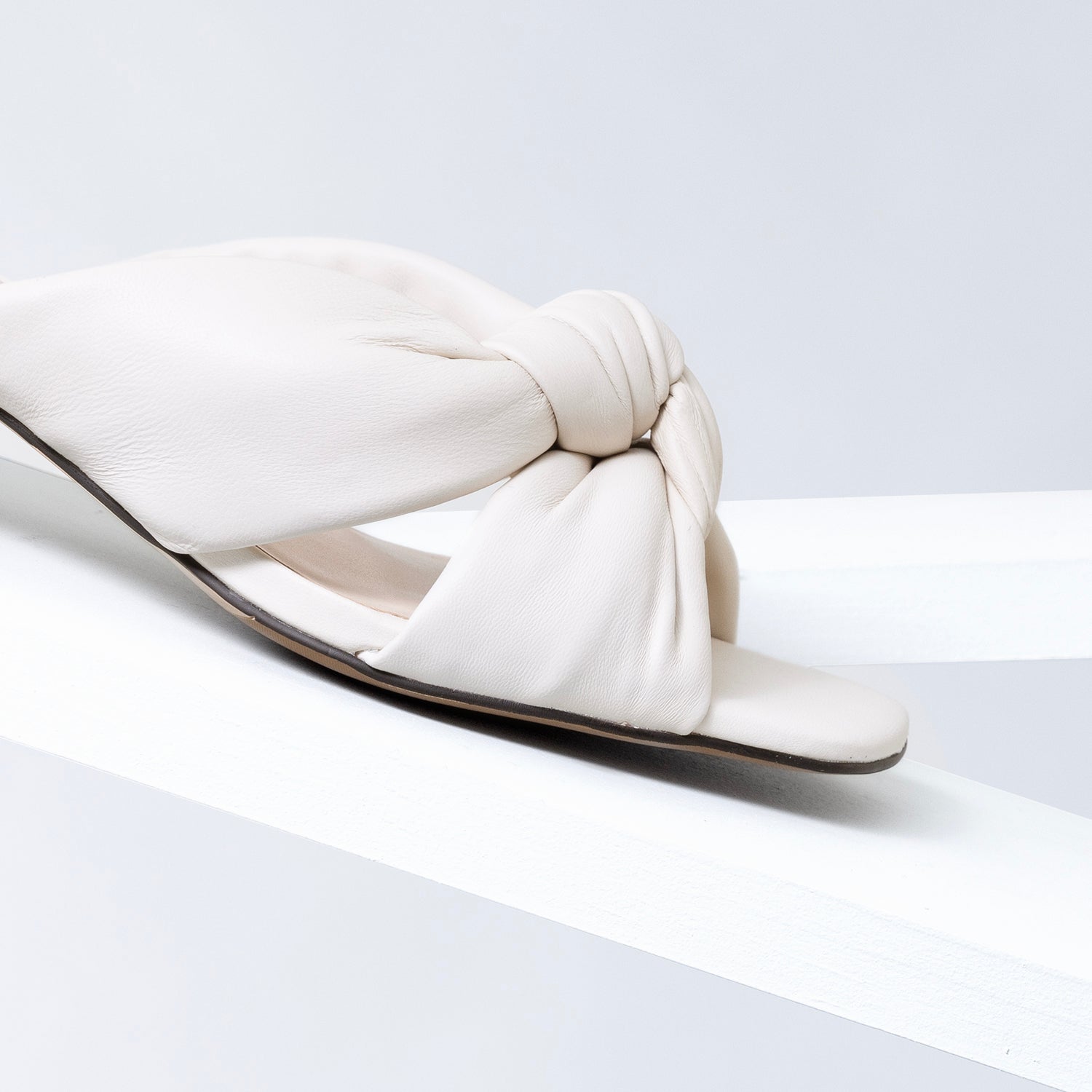 Adele Mule Sandal 40mm | Ivory leather
